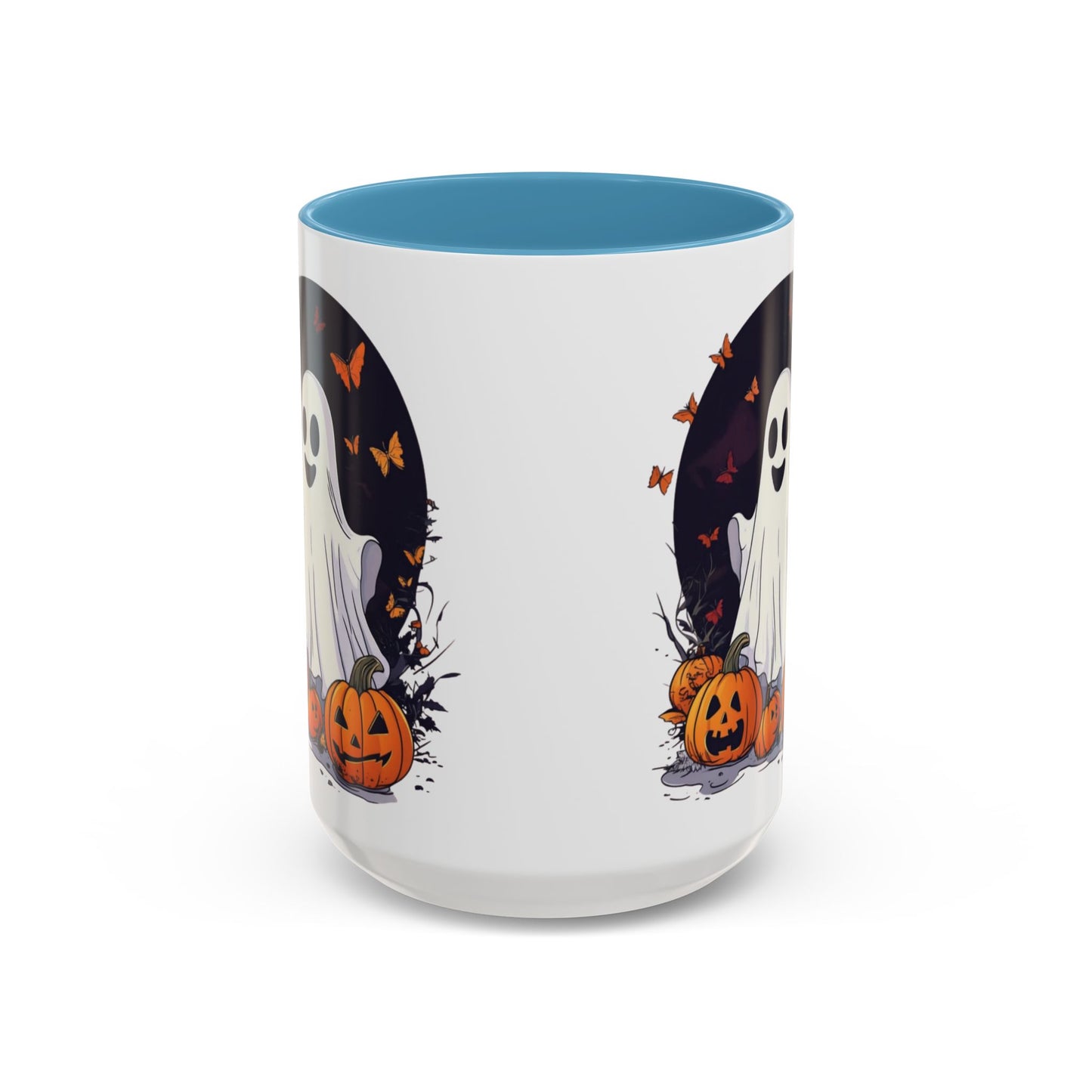 Halloween Ghost Mug - Cute Pumpkin Coffee Cup - White Ceramic Mug with Red Accent - Perfect Spooky Gift - 11oz & 15oz - BPA Free