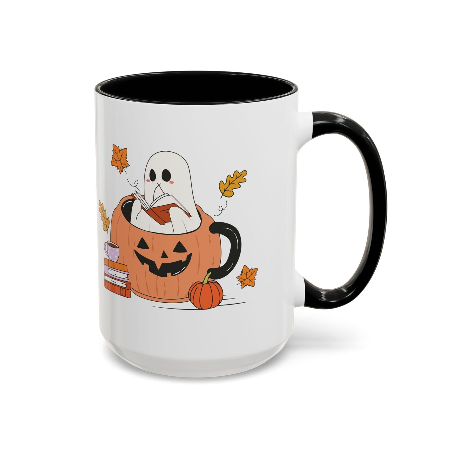 Cozy Ghost in Pumpkin Mug | 11oz and 15oz Ceramic Coffee Cup | Cute Autumn & Halloween Design