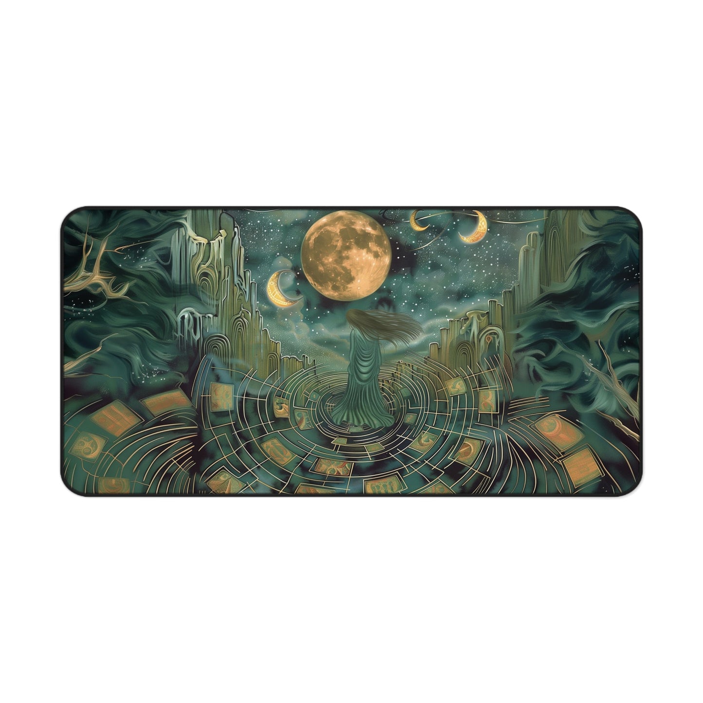 Mystical Moon Goddess Desk Mat | Enchanted Night Design | Neoprene | Anti-Slip | 3 Sizes | Office Decor