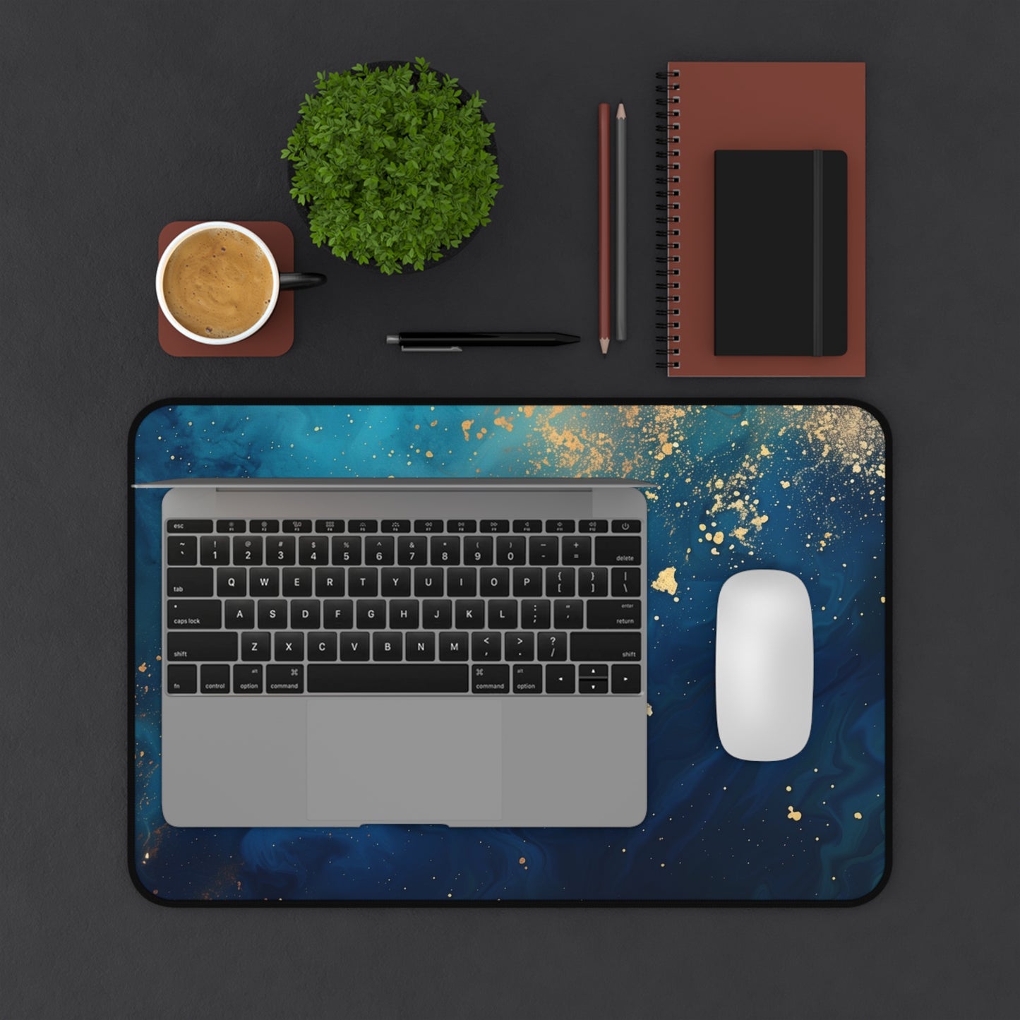 Starry Night Computer Desk Mat | Abstract Cosmic Mouse Pad | Anti-Slip Neoprene Desk Mat for Home Office | 3 Sizes Available