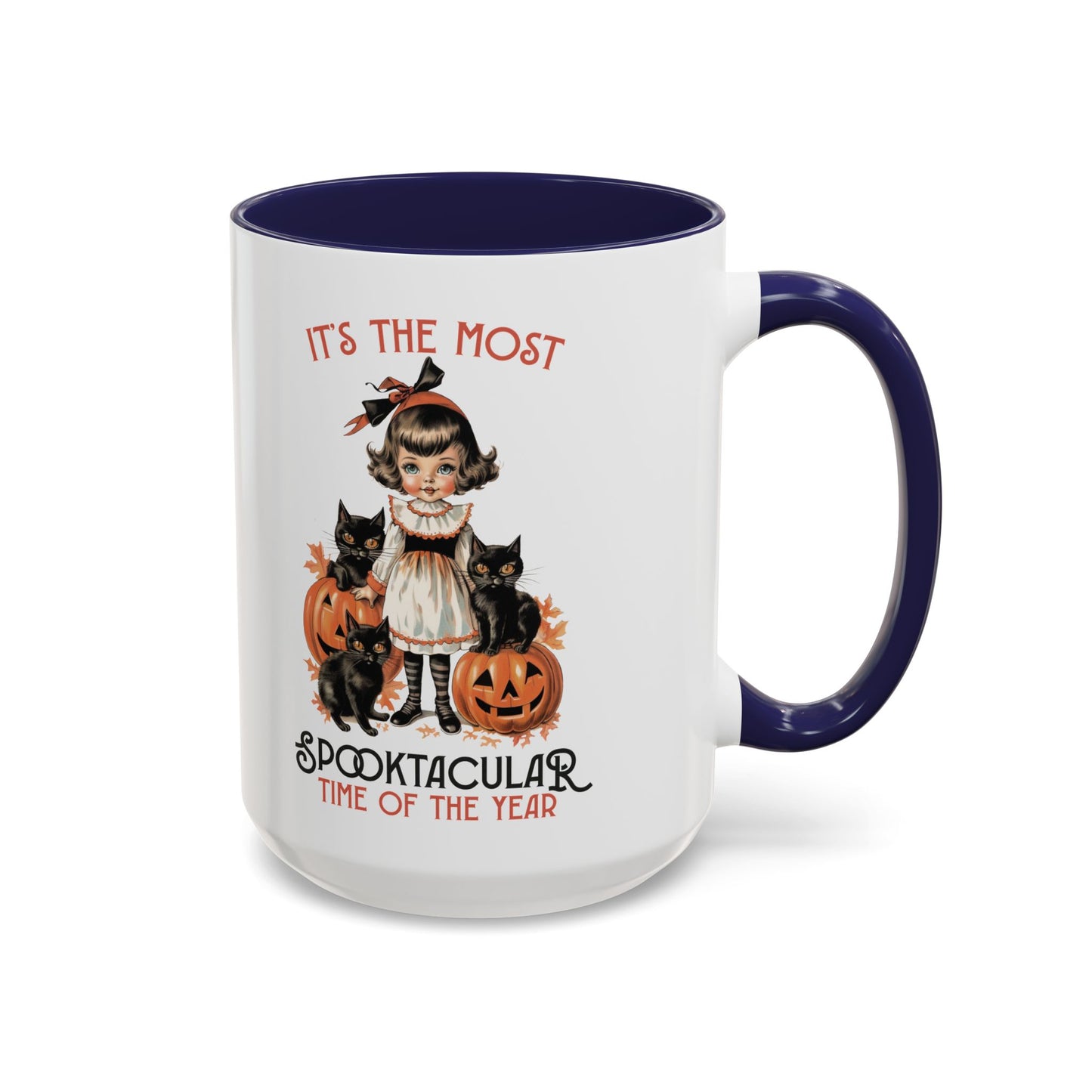 Spooktacular Time of the Year Halloween Mug | Vintage Black Cat and Doll Design | Halloween Coffee Mug | Fall Drinkware