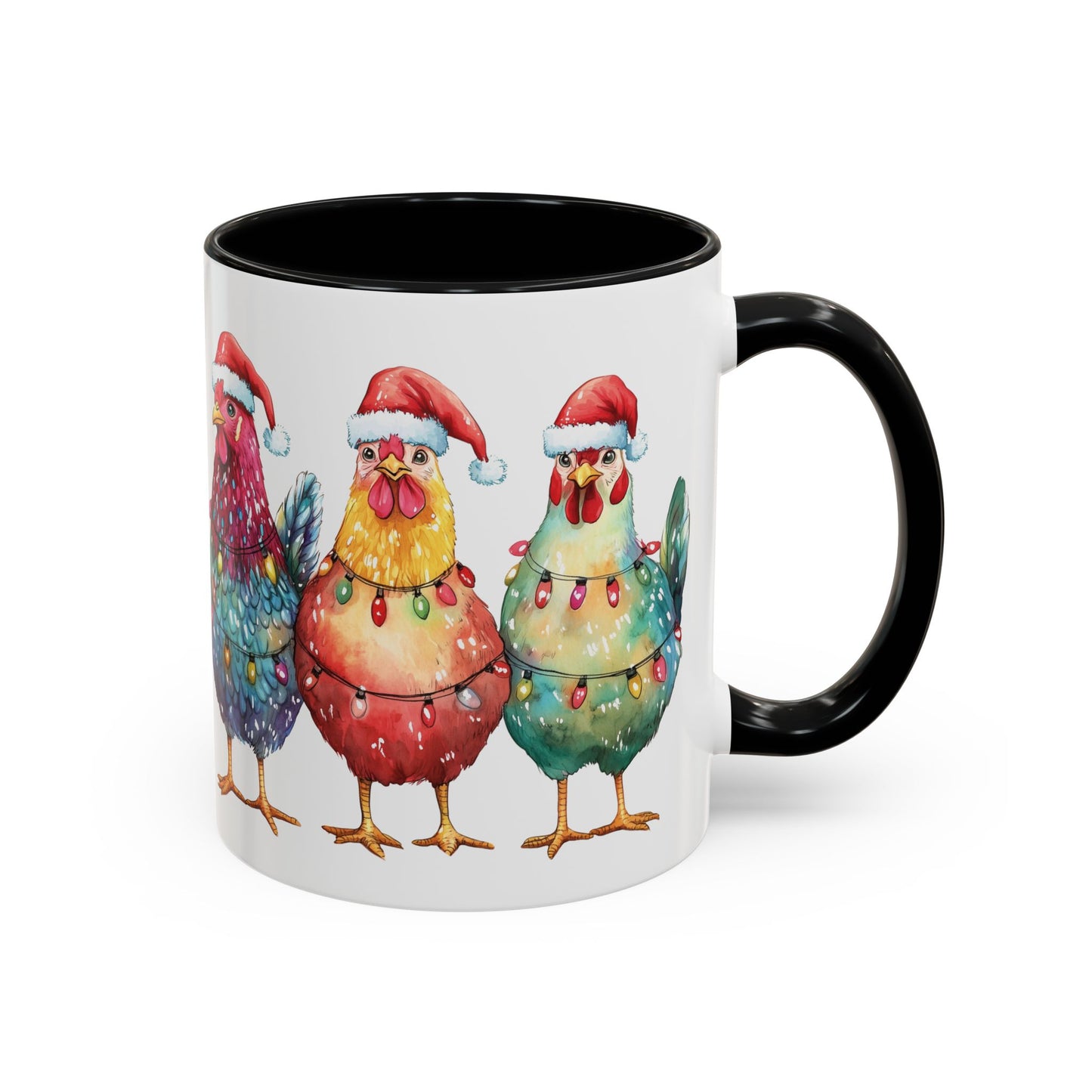 Christmas Chickens Mug - Festive Holiday Chicken Trio Design - Perfect for Farmhouse Christmas Decor