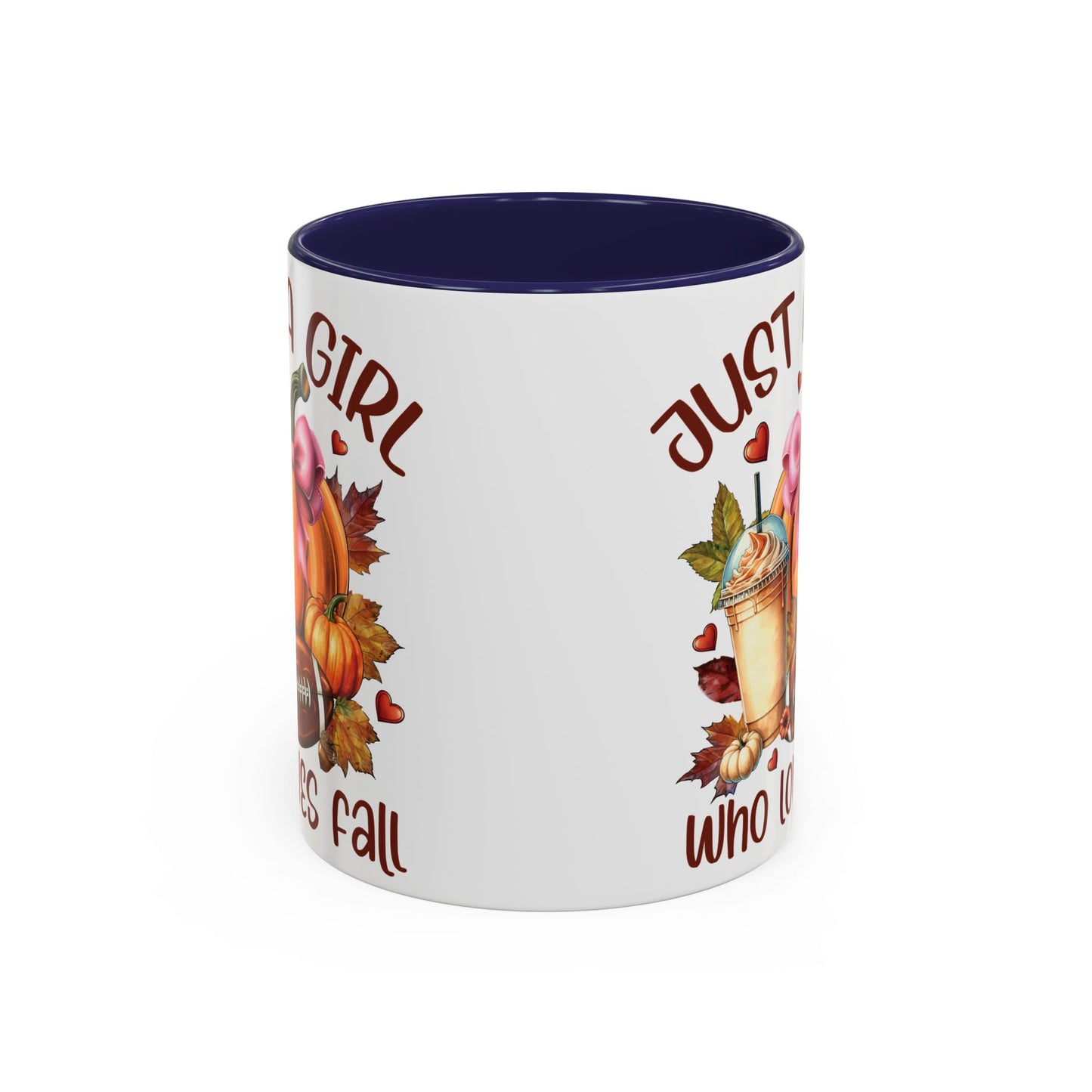 Just a Girl Who Loves Fall Mug | 11oz and 15oz Ceramic Coffee Cup | Autumn, Pumpkin, and Football Design