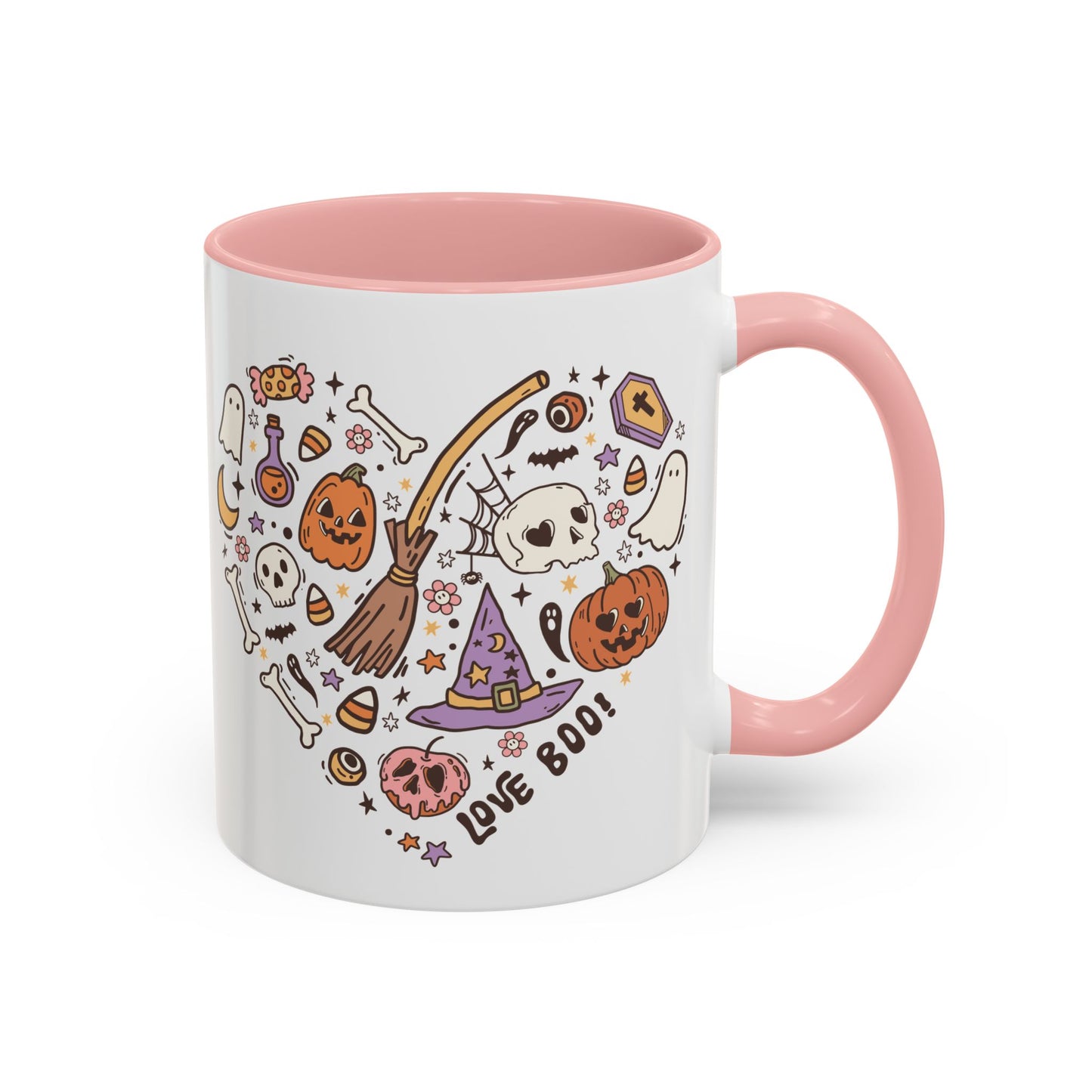 Love Boo! Halloween Mug | 11oz and 15oz Ceramic Coffee Cup | Spooky Heart Design