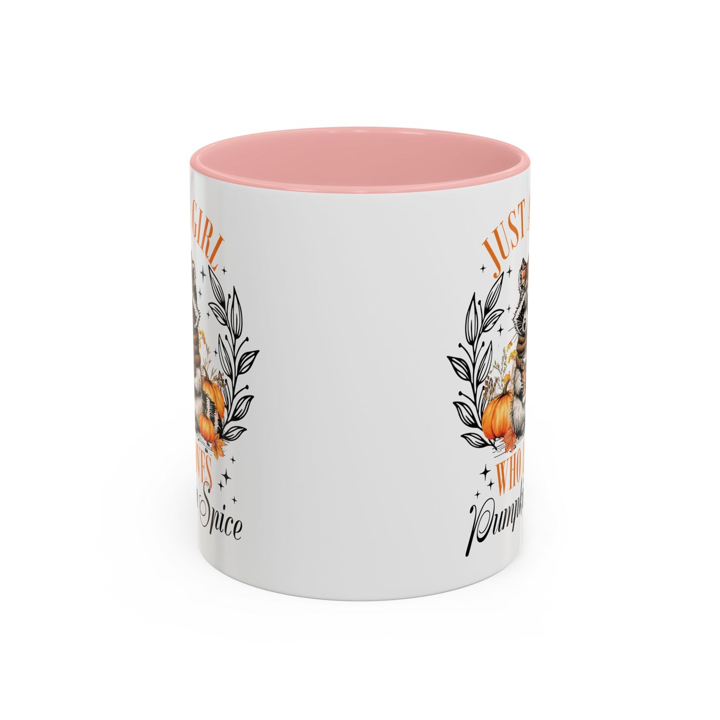 Just a Girl Who Loves Pumpkin Spice Raccoon Mug | 11oz and 15oz Ceramic Coffee Cup | Cute Autumn Design