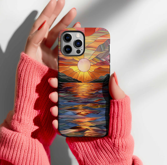 Radiant Sunset Waves iPhone Case – Slim, Tough, and MagSafe-Compatible Magnetic Tough Options