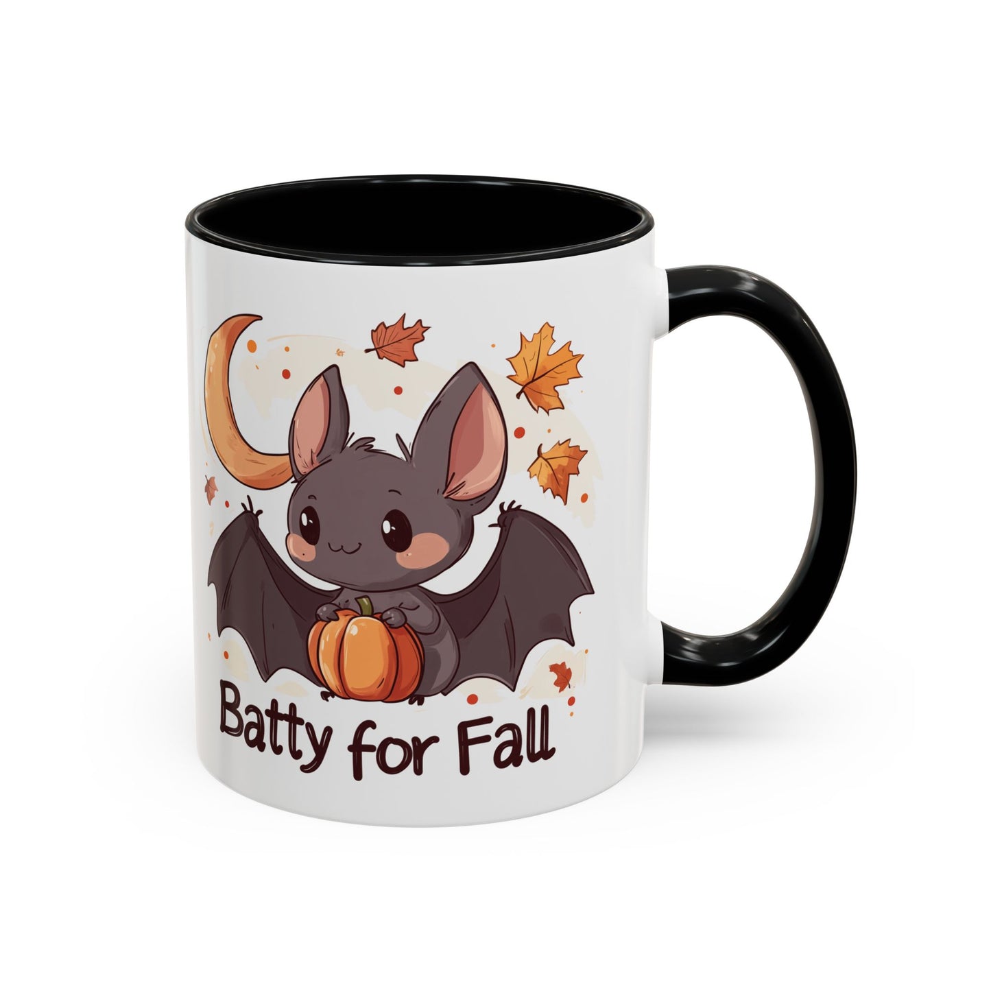 Batty for Fall Ceramic Mug - Adorable Bat and Pumpkin Design - Perfect for Halloween and Autumn Lovers