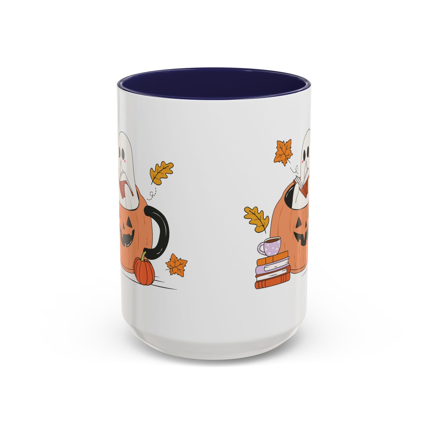 Cozy Ghost in Pumpkin Mug | 11oz and 15oz Ceramic Coffee Cup | Cute Autumn & Halloween Design