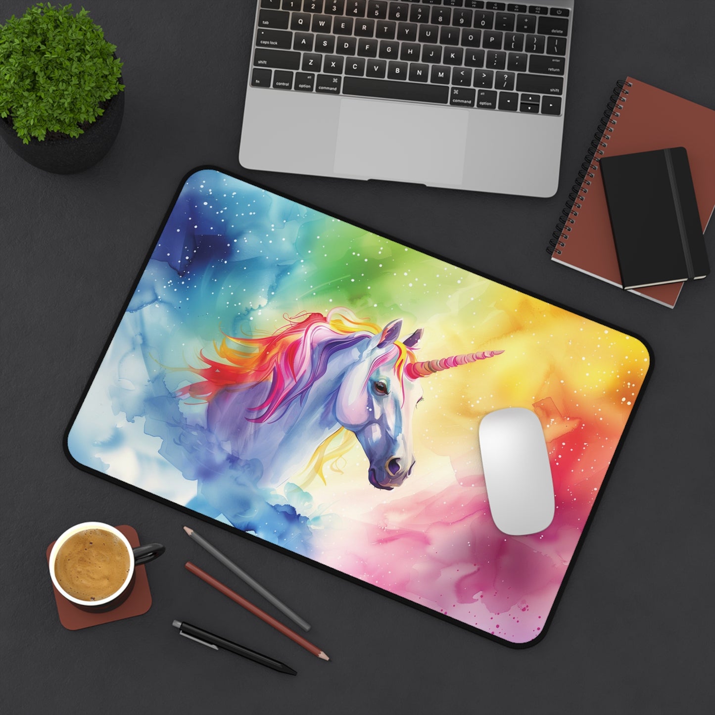 Rainbow Unicorn Desk Mat | Neoprene | Anti-Slip | 3 Sizes | Whimsical Office Decor