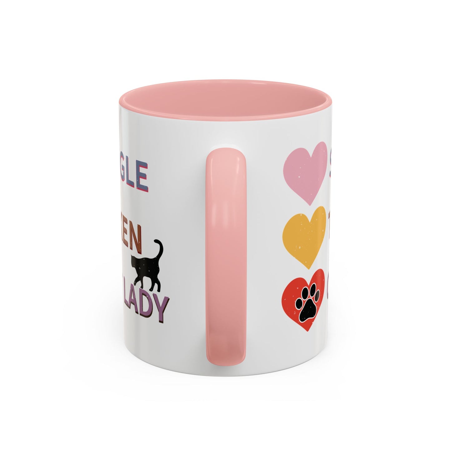 Single, Taken, Cat Lady Mug - Fun and Quirky Design for Cat Lovers - Perfect for Proud Cat Moms