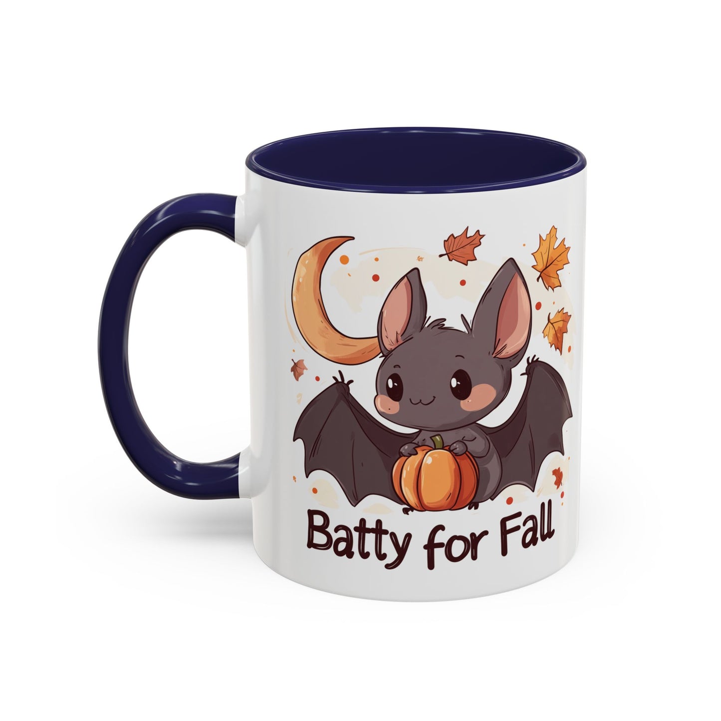 Batty for Fall Ceramic Mug - Adorable Bat and Pumpkin Design - Perfect for Halloween and Autumn Lovers