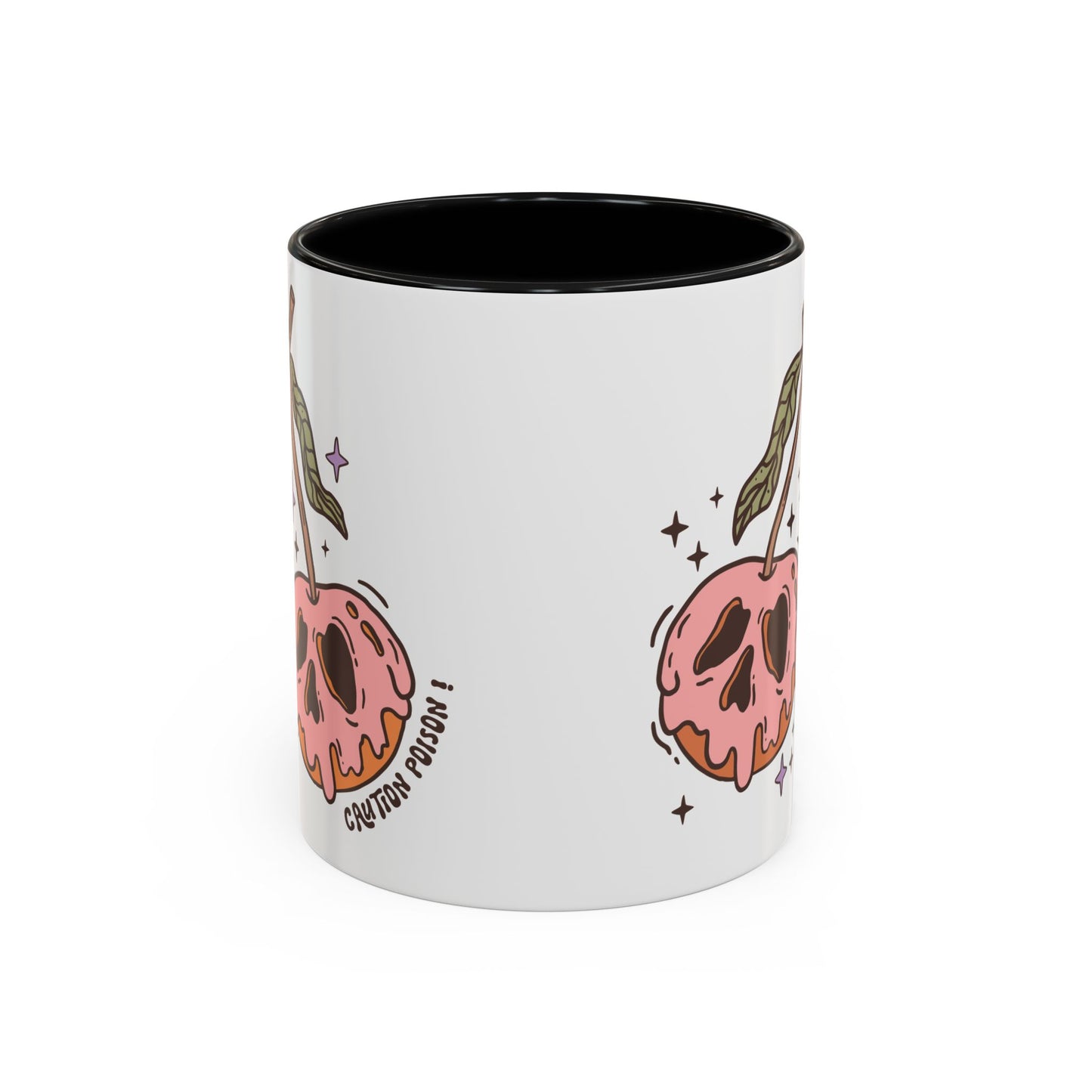 Caution Poison! Skull Cherries Mug | 11oz and 15oz Ceramic Coffee Cup | Halloween Poison Warning Design