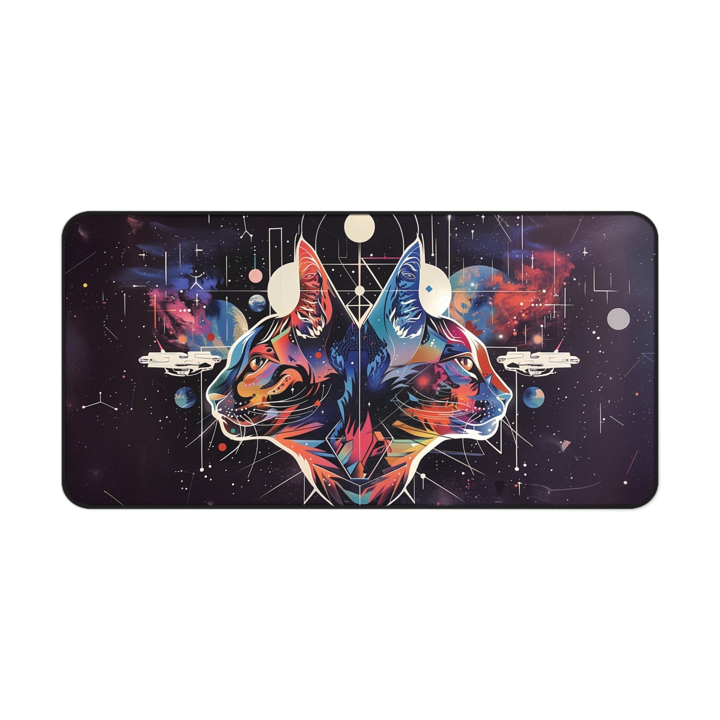 Cosmic Cat Desk Mat | Galaxy Cat Design | Neoprene | Anti-Slip | 3 Sizes