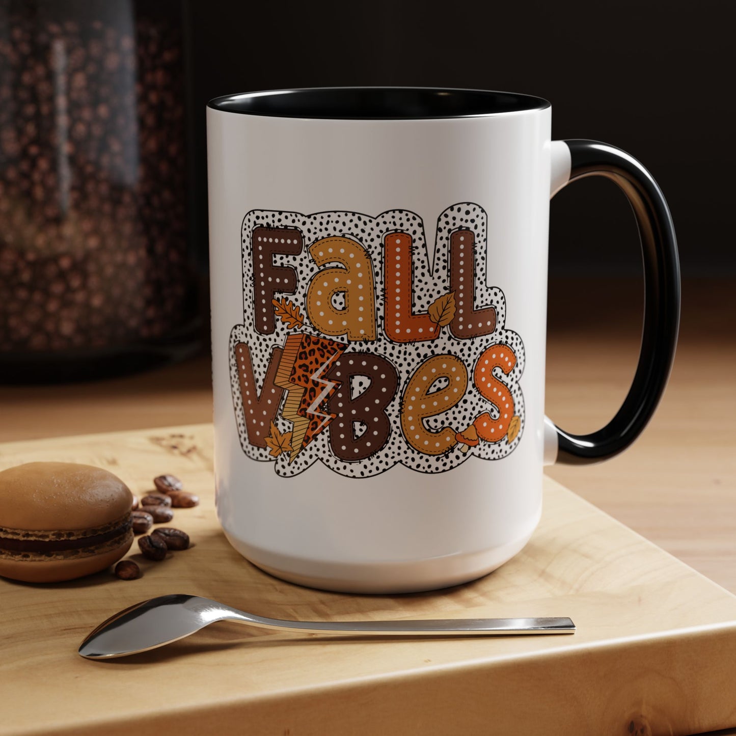 Fall Vibes Autumn Mug | 11oz and 15oz Ceramic Coffee Cup | Cozy and Colorful Fall Design