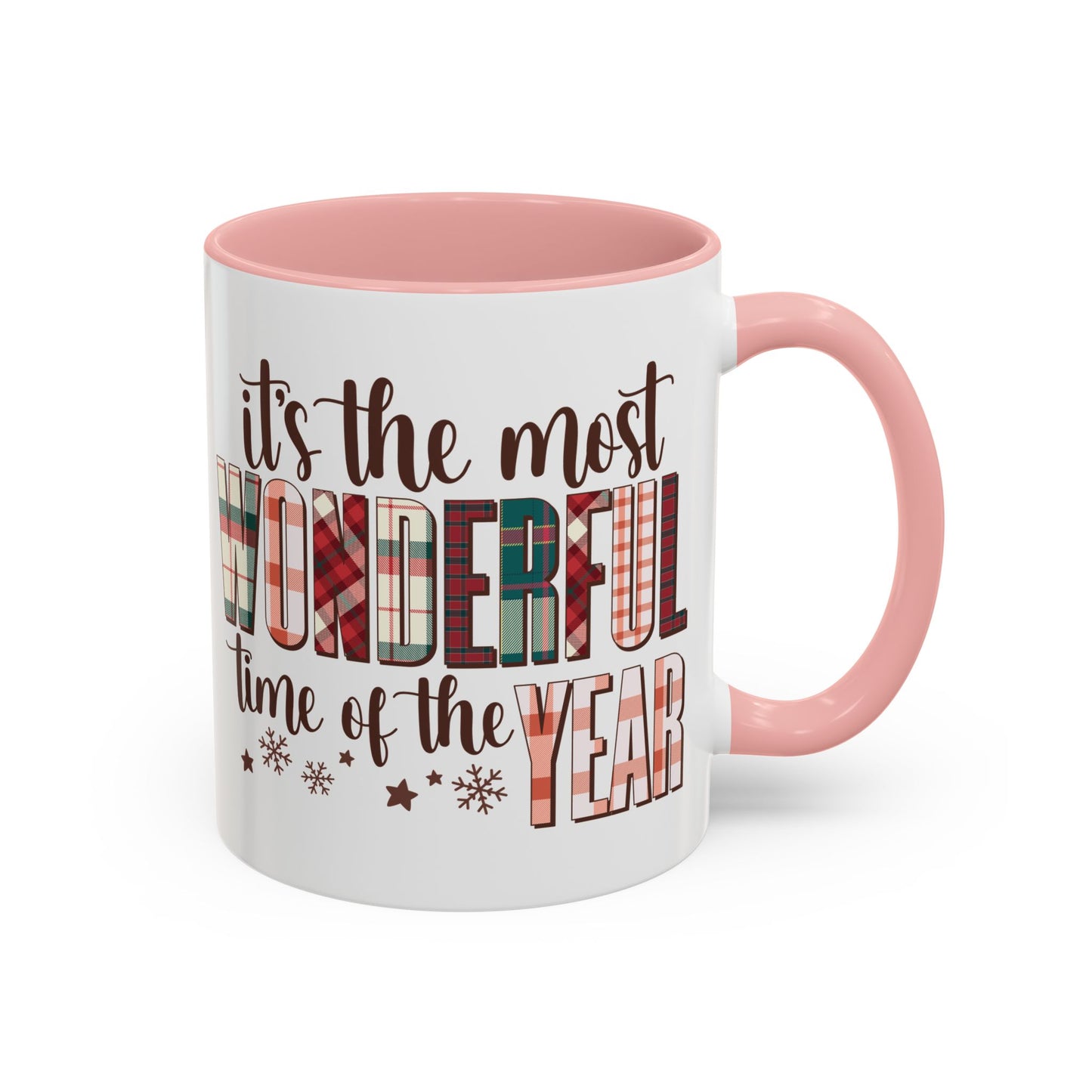 It's the Most Wonderful Time of the Year Christmas Mug | Plaid Text Holiday Design | Festive Winter Coffee Mug