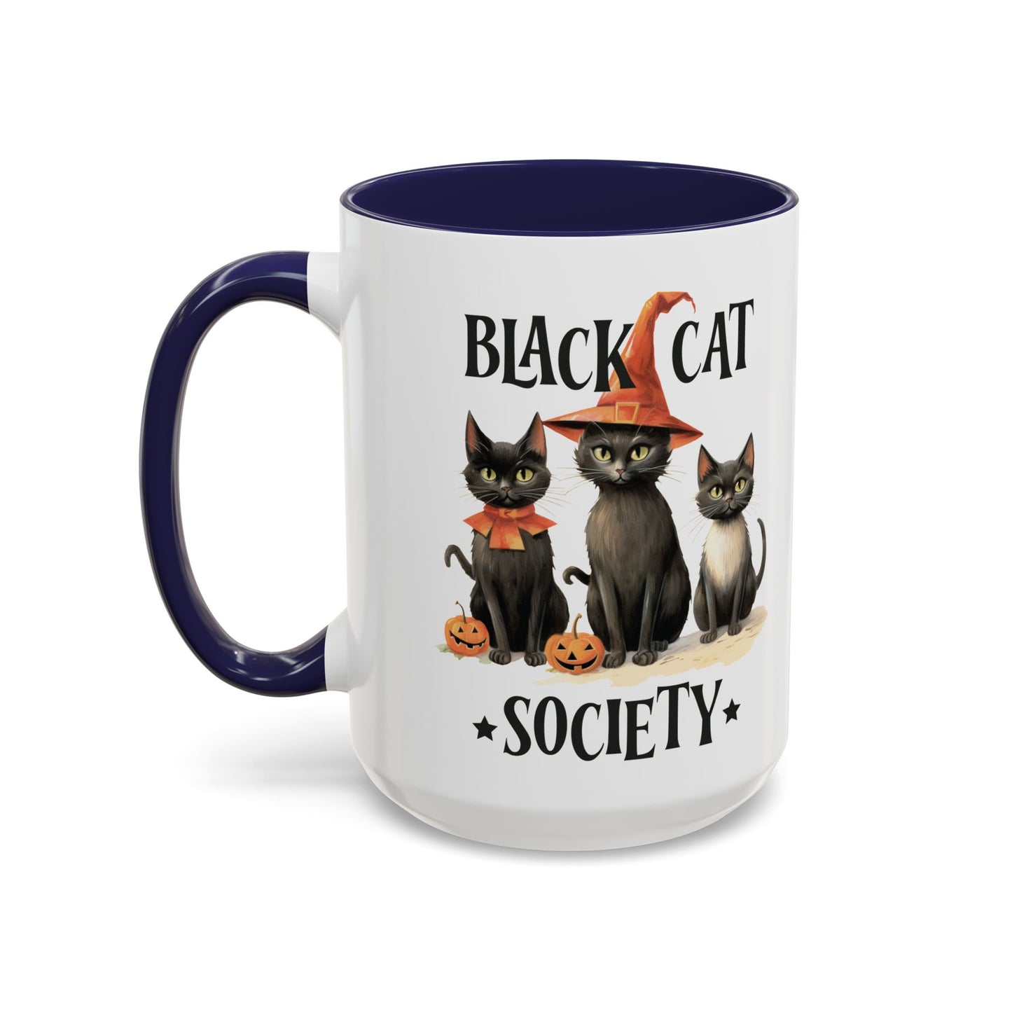 Black Cat Society Halloween Mug | Cute Black Cat Coffee Mug | Halloween Fall Drinkware | Witchy Cat Design