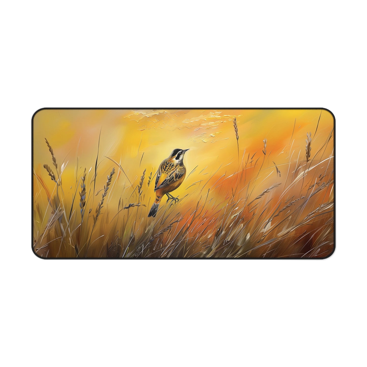 Bird in Meadow Desk Mat | Nature-Inspired Anti-Slip | 3 Sizes | Office Decor