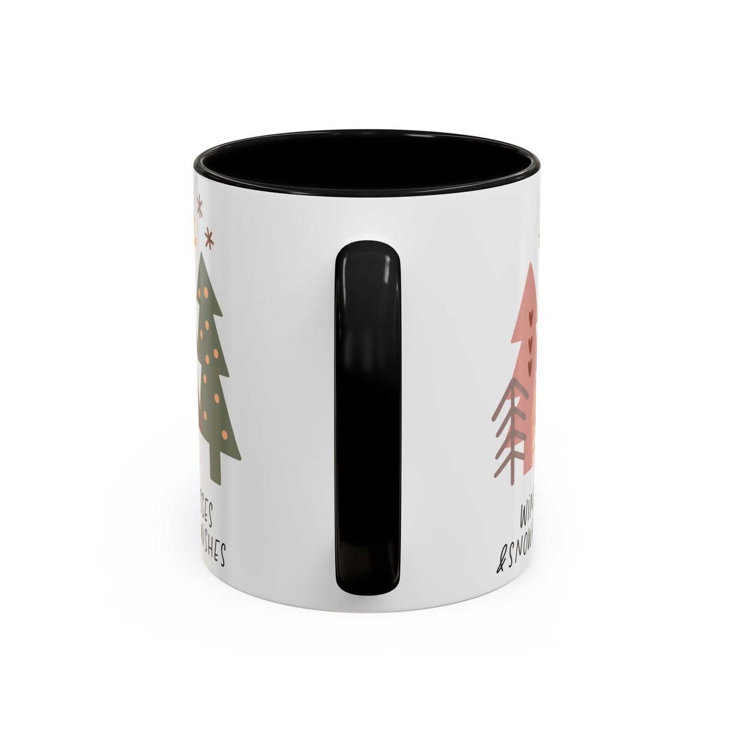 Winter Kisses and Snowflake Wishes Mug | Cozy Christmas Tree Design | Holiday Coffee Mug | Winter Drinkware