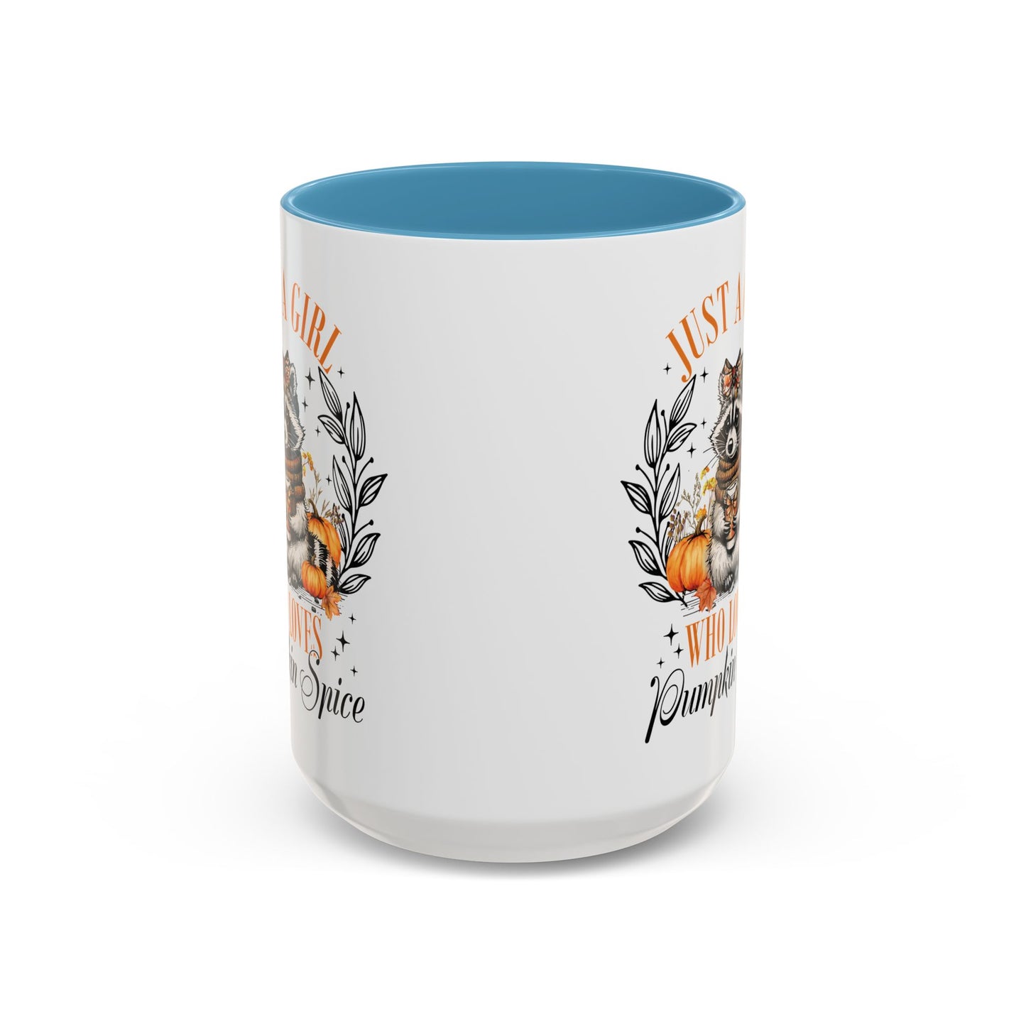 Just a Girl Who Loves Pumpkin Spice Raccoon Mug | 11oz and 15oz Ceramic Coffee Cup | Cute Autumn Design