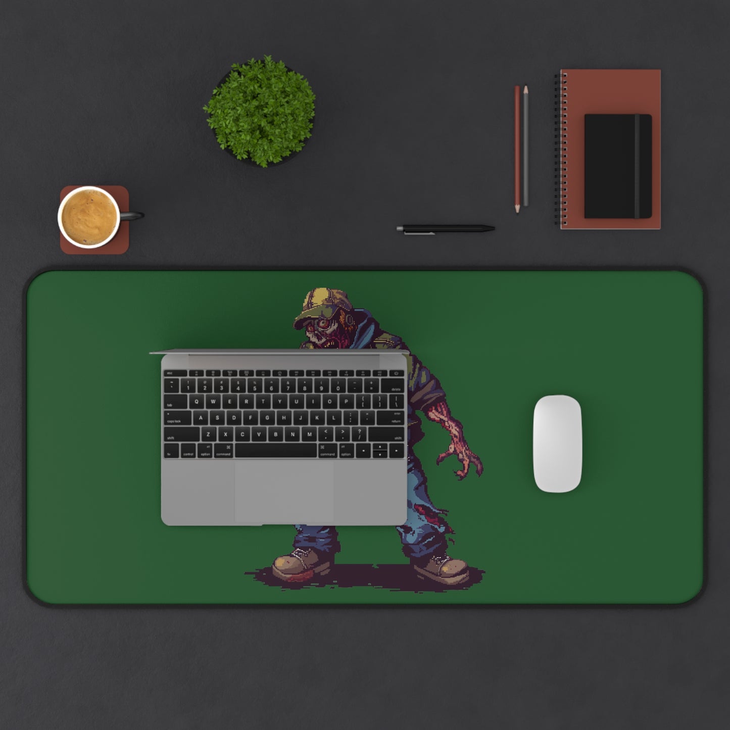 Zombie Gamer Desk Mat | Retro Pixel Art Mouse Pad | Neoprene | Anti-Slip | 3 Sizes