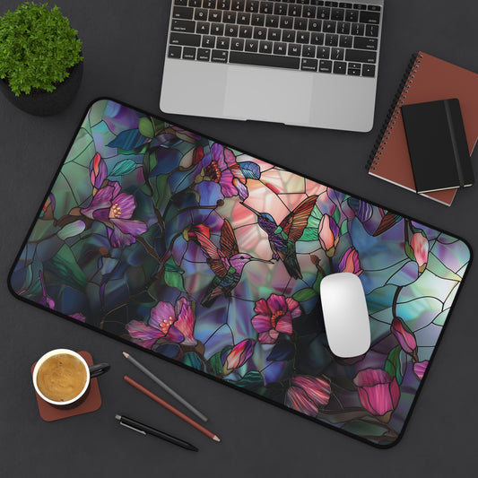 Stained Glass Look Hummingbird Mousepad, Gaming Mousepad, Large Mousepad, Keyboard Mouse Mat, Desk Pad for Work Game Home XL 3 Sizes