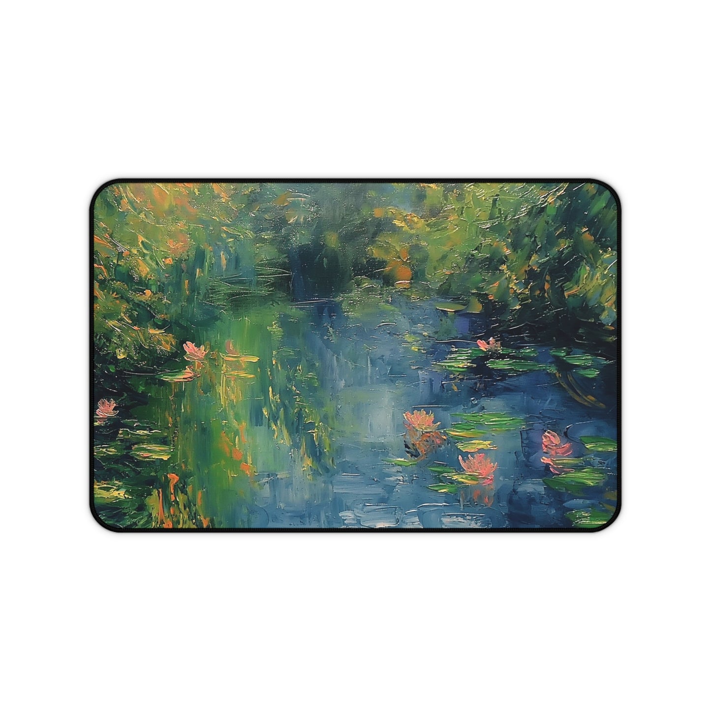 Water Lily Pond Computer Desk Mat | Tranquil Nature Mouse Pad | Anti-Slip Neoprene Desk Mat for Home Office | 3 Sizes Available