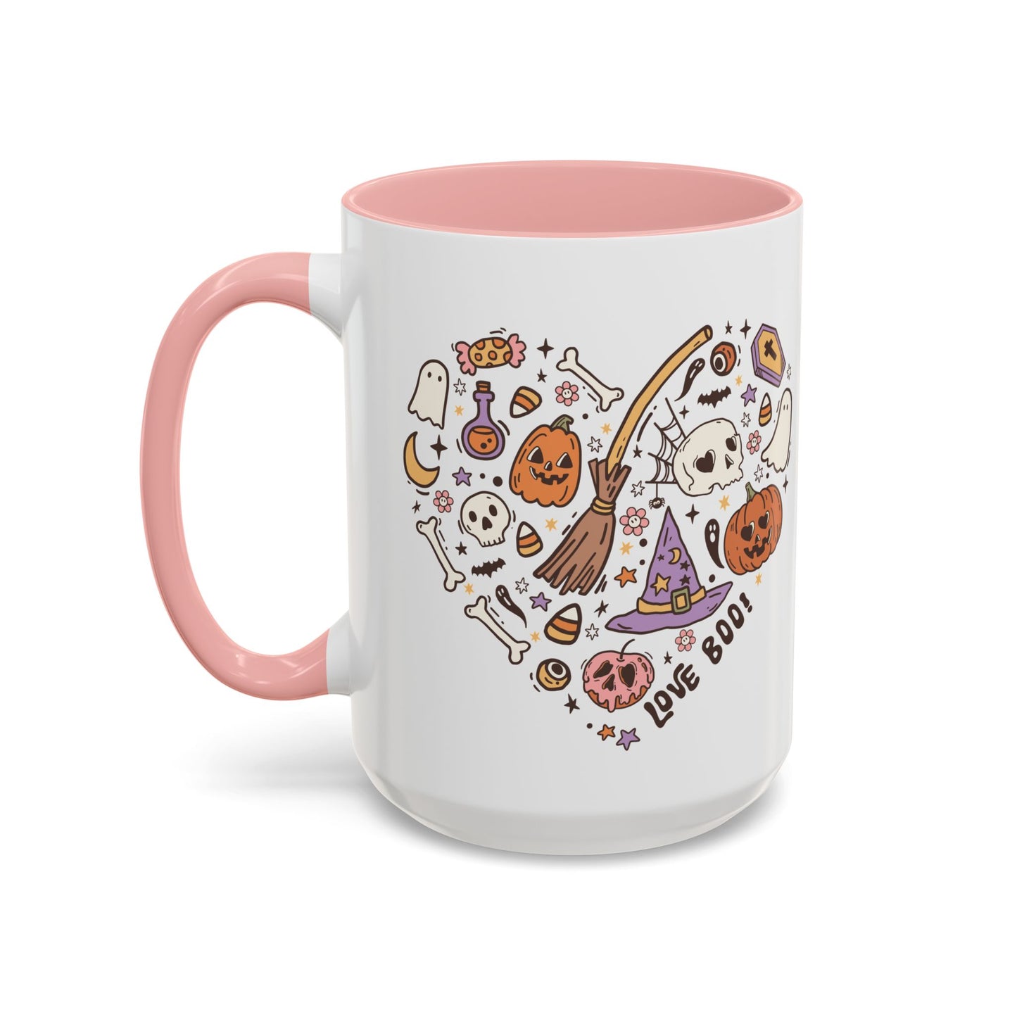 Love Boo! Halloween Mug | 11oz and 15oz Ceramic Coffee Cup | Spooky Heart Design