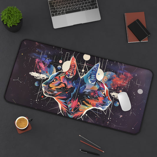 Cosmic Cat Desk Mat | Galaxy Cat Design | Neoprene | Anti-Slip | 3 Sizes