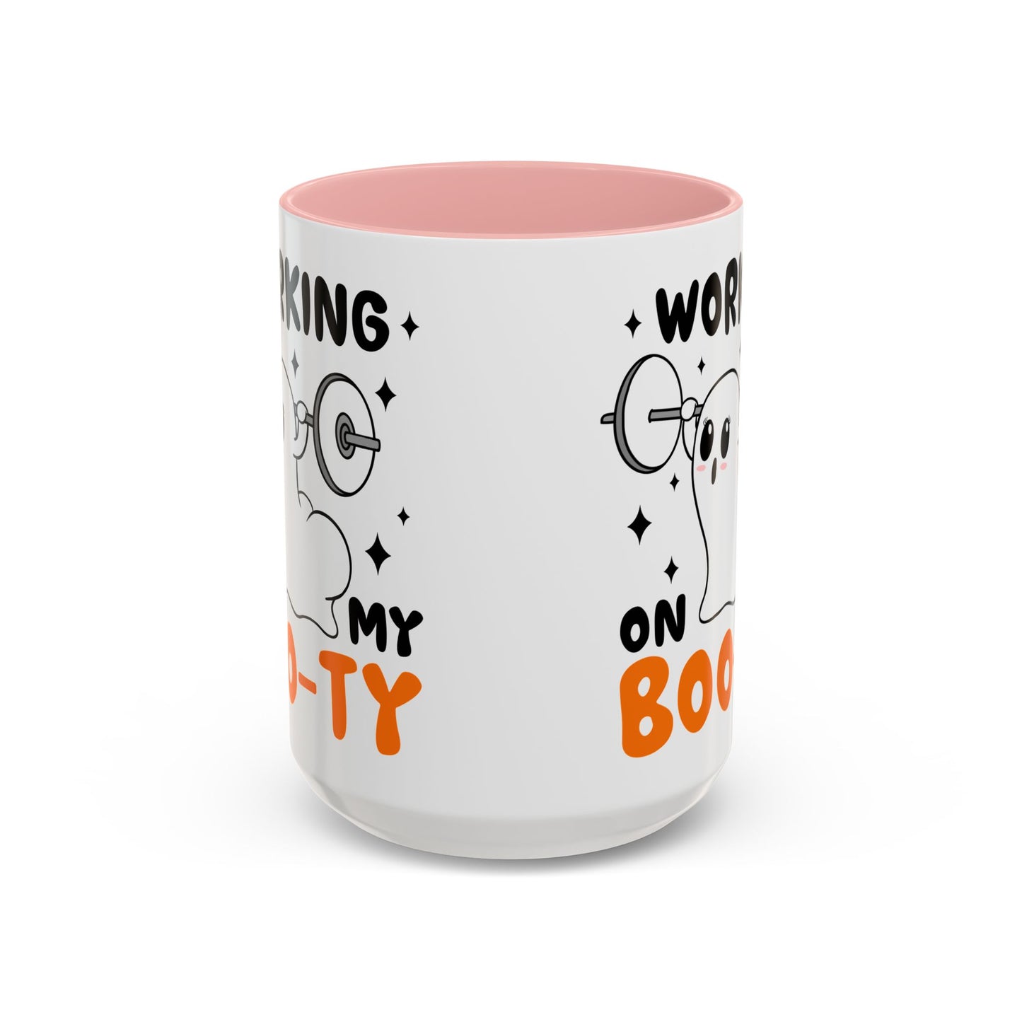 Working on My Boo-ty Halloween Ghost Mug | 11oz and 15oz Ceramic Coffee Cup | Fitness and Humor Design