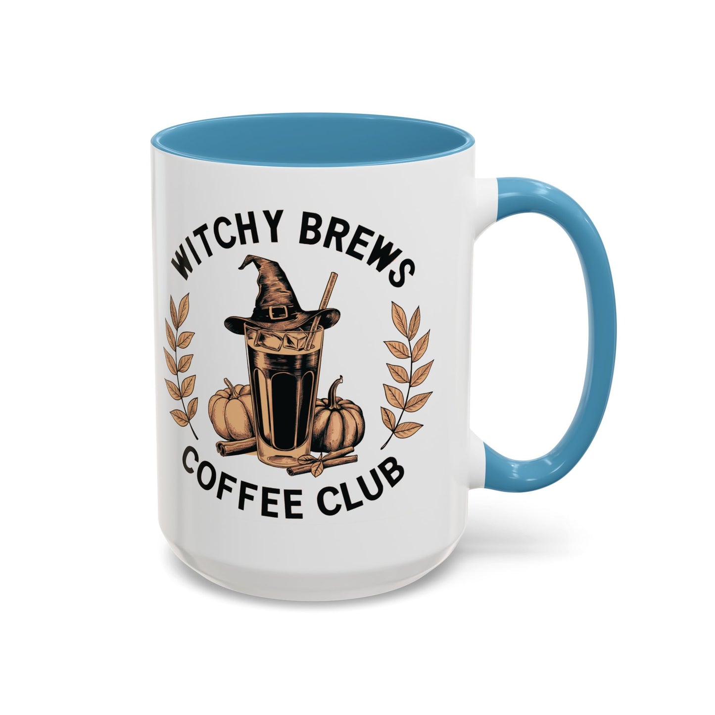 Witchy Brews Coffee Club Mug | Halloween Coffee Mug | Witch Hat and Pumpkin Design | Spooky Fall Drinkware