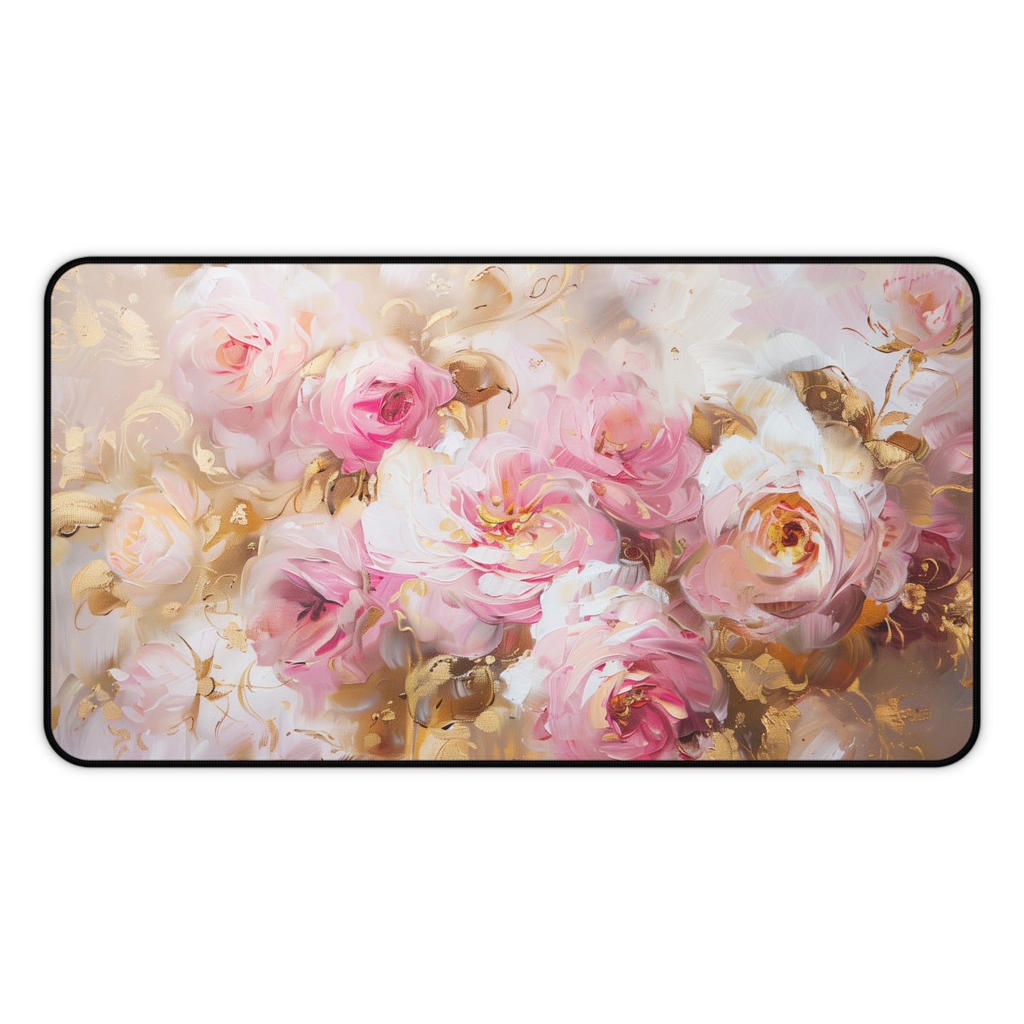 Elegant Floral Computer Desk Mat | Rose Garden Mouse Pad | Anti-Slip Neoprene Desk Mat for Home Office | 3 Sizes Available