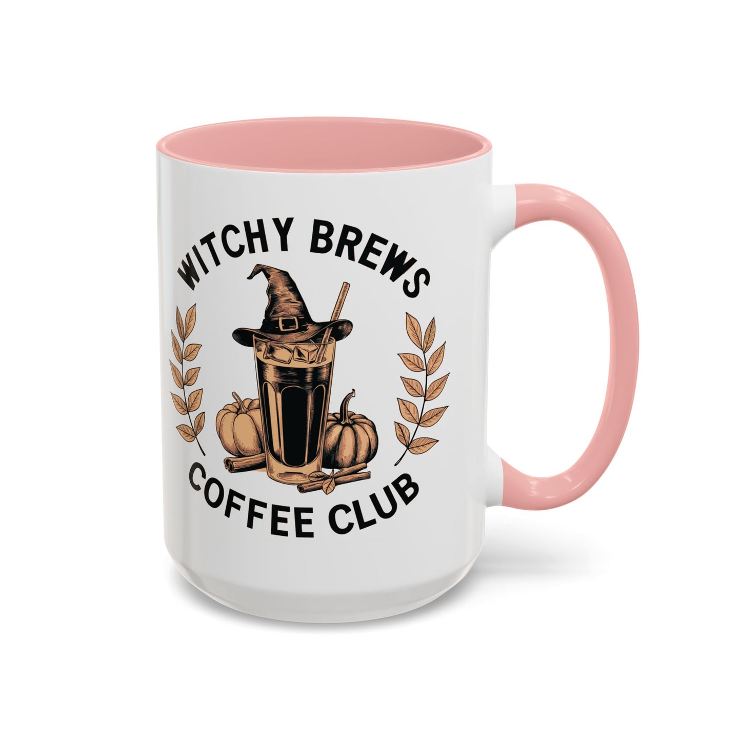 Witchy Brews Coffee Club Mug | Halloween Coffee Mug | Witch Hat and Pumpkin Design | Spooky Fall Drinkware