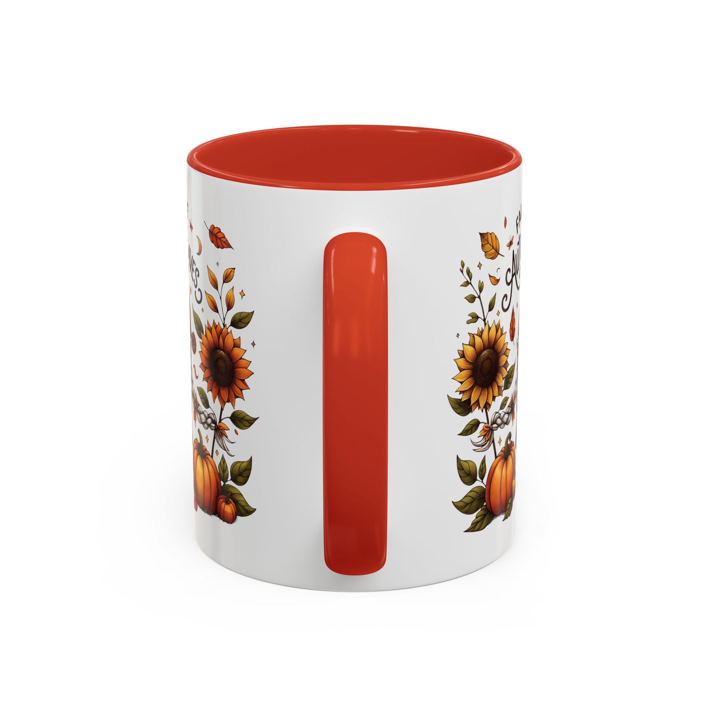 Fall Breeze and Autumn Leaves Mug | 11oz and 15oz Ceramic Coffee Cup | Cute Gnome, Sunflower, & Pumpkin Design