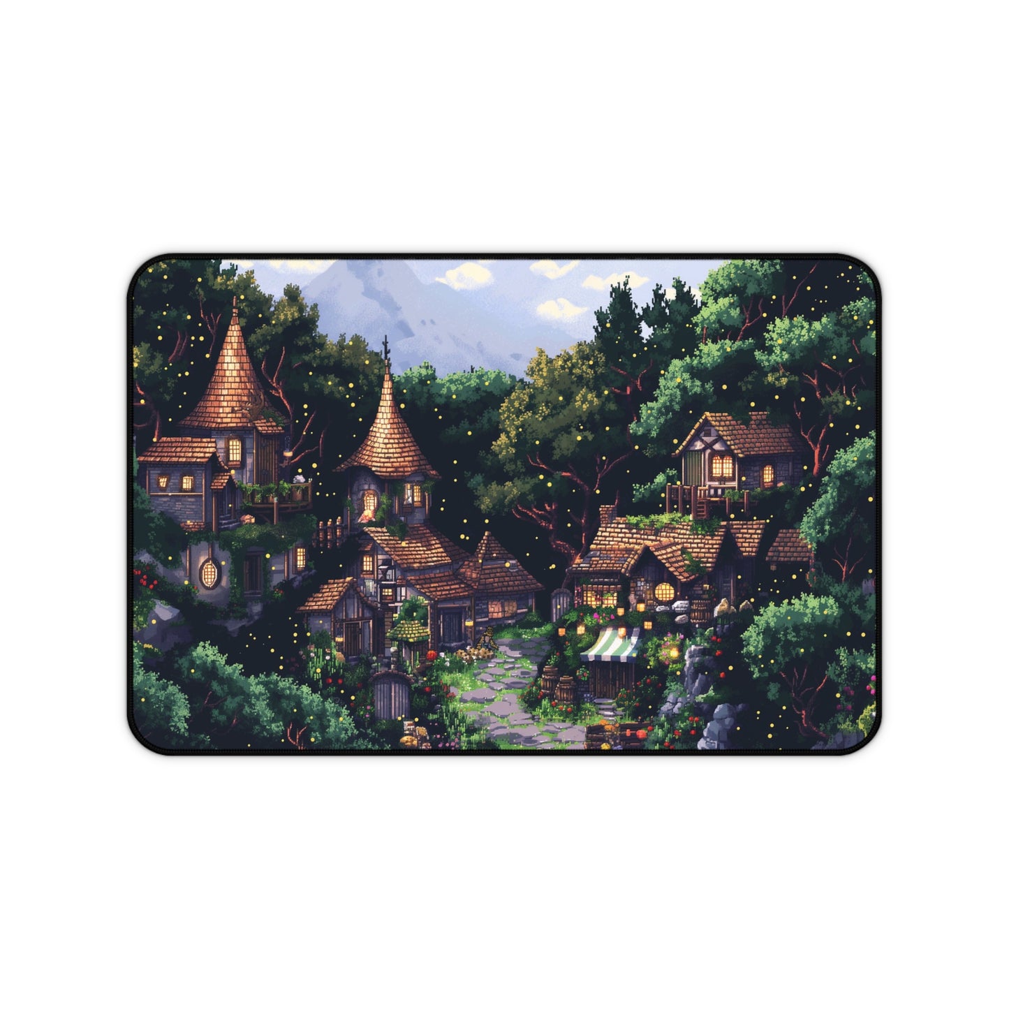 Fairy Tale Village Computer Desk Mat | Enchanted Forest Mouse Pad | Anti-Slip Neoprene Desk Mat for Home Office | 3 Sizes Available