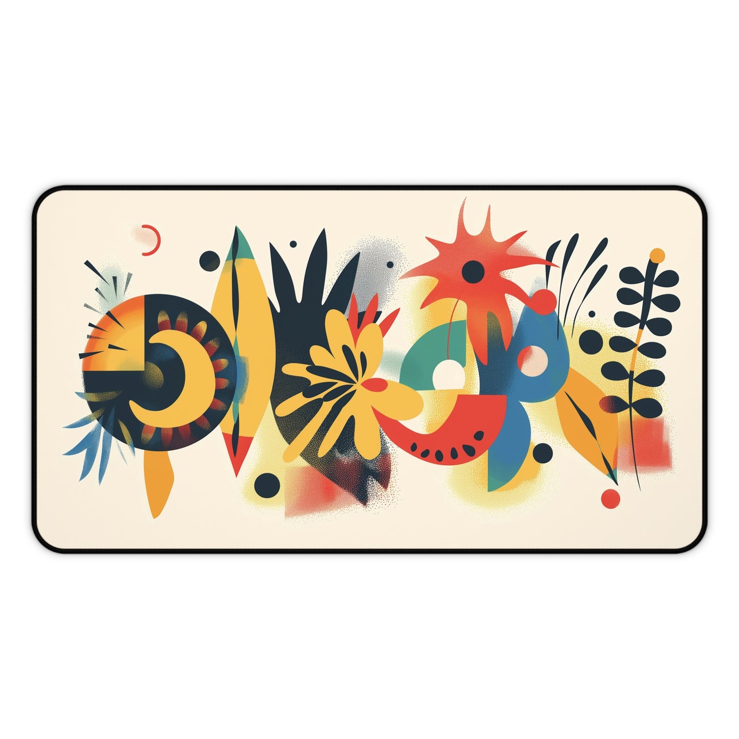 Retro Abstract Art Desk Mat | Colorful Neoprene Mouse Pad | Anti-Slip Office Desk Mat | 3 Sizes Available