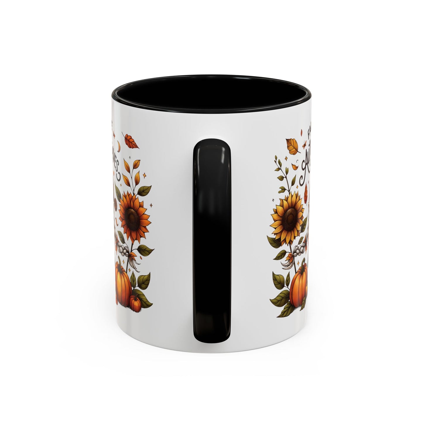 Fall Breeze and Autumn Leaves Mug | 11oz and 15oz Ceramic Coffee Cup | Cute Gnome, Sunflower, & Pumpkin Design