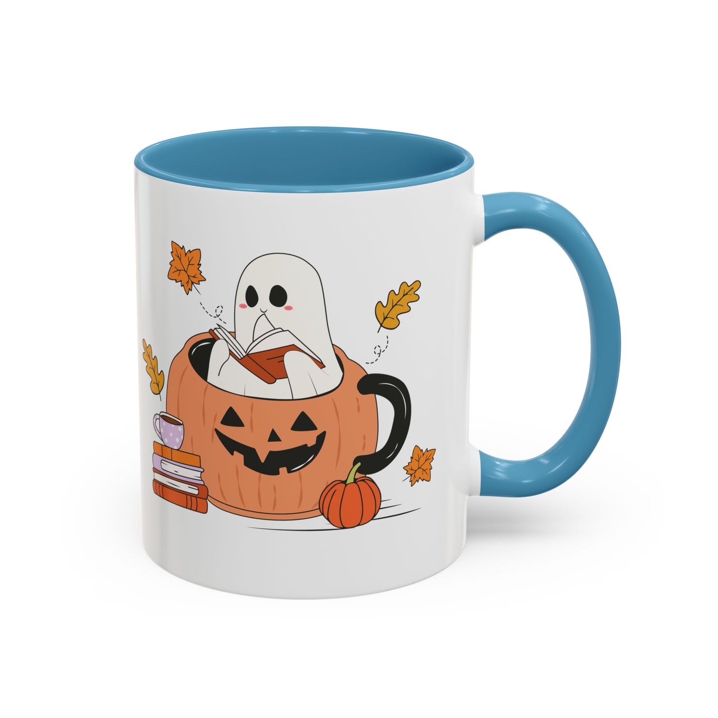 Cozy Ghost in Pumpkin Mug | 11oz and 15oz Ceramic Coffee Cup | Cute Autumn & Halloween Design