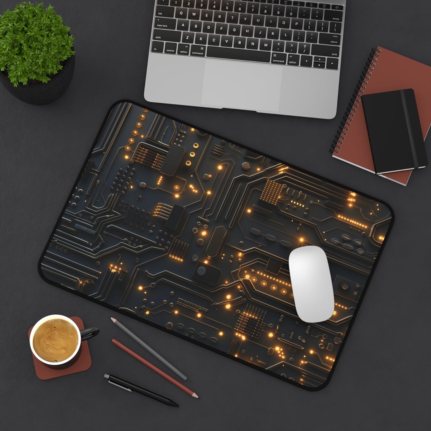 Tech Circuit Board Desk Mat | Neoprene | Anti-Slip | 3 Sizes | Office Decor