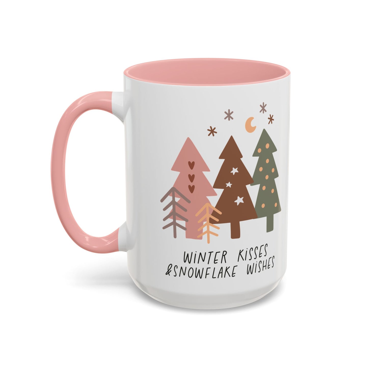 Winter Kisses and Snowflake Wishes Mug | Cozy Christmas Tree Design | Holiday Coffee Mug | Winter Drinkware