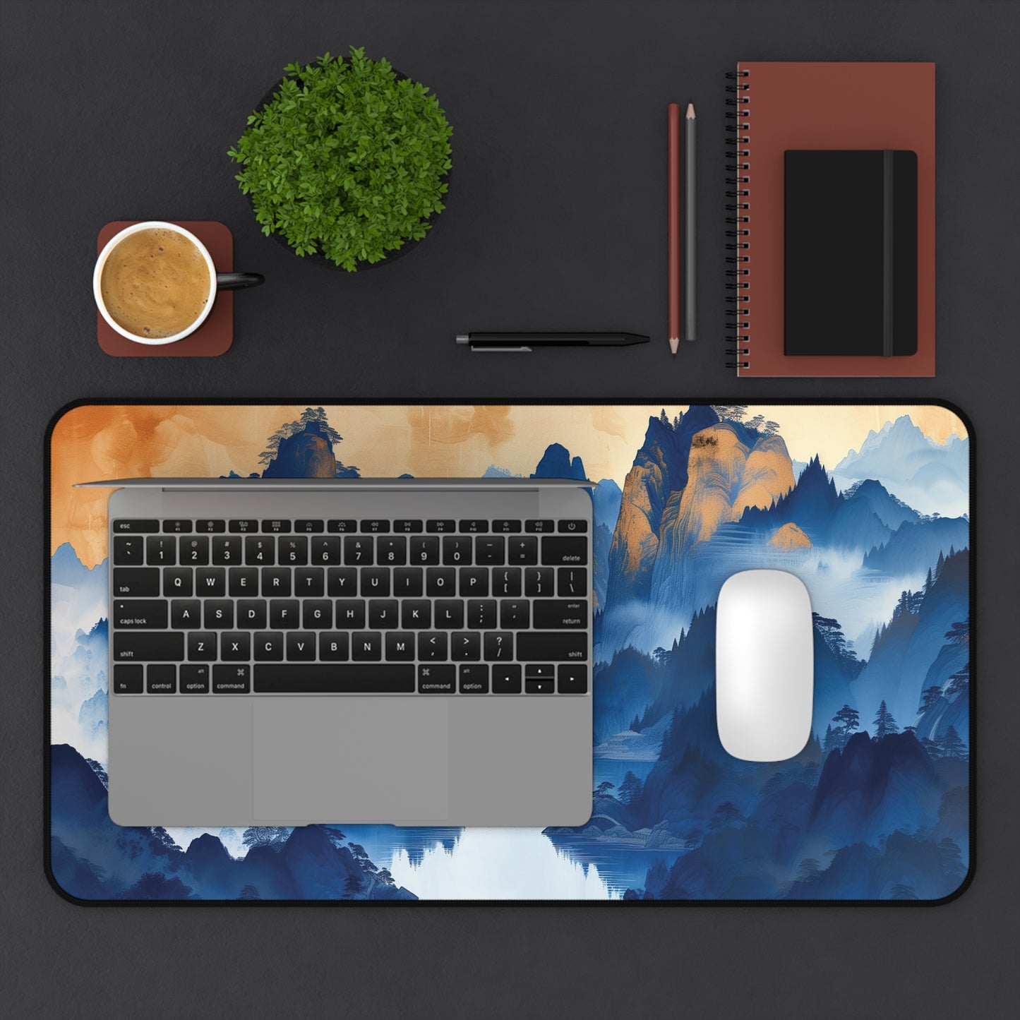 Serene Blue Mountains Desk Mat | Neoprene | Anti-Slip | 3 Sizes