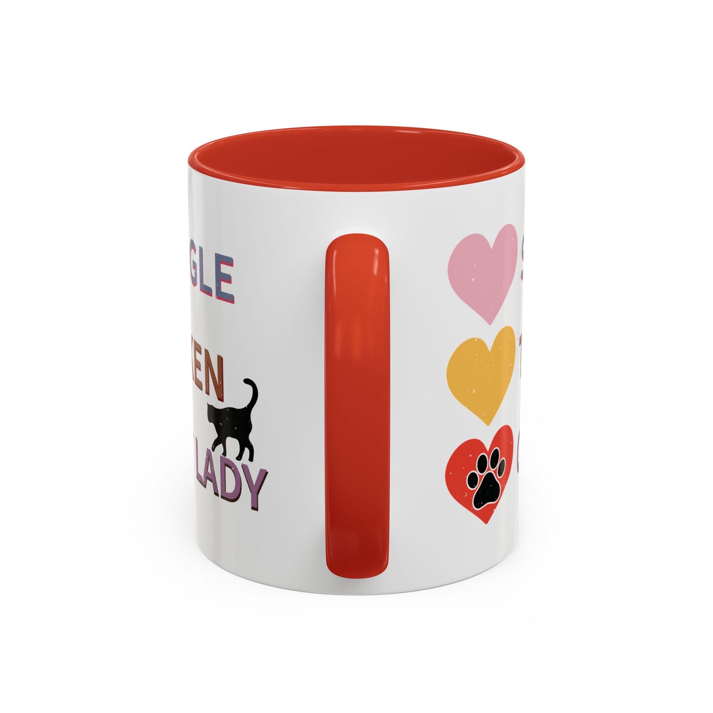 Single, Taken, Cat Lady Mug - Fun and Quirky Design for Cat Lovers - Perfect for Proud Cat Moms