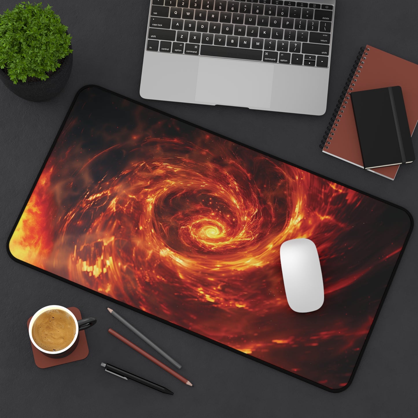 Fiery Vortex Desk Mat | Neoprene | Anti-Slip | 3 Sizes