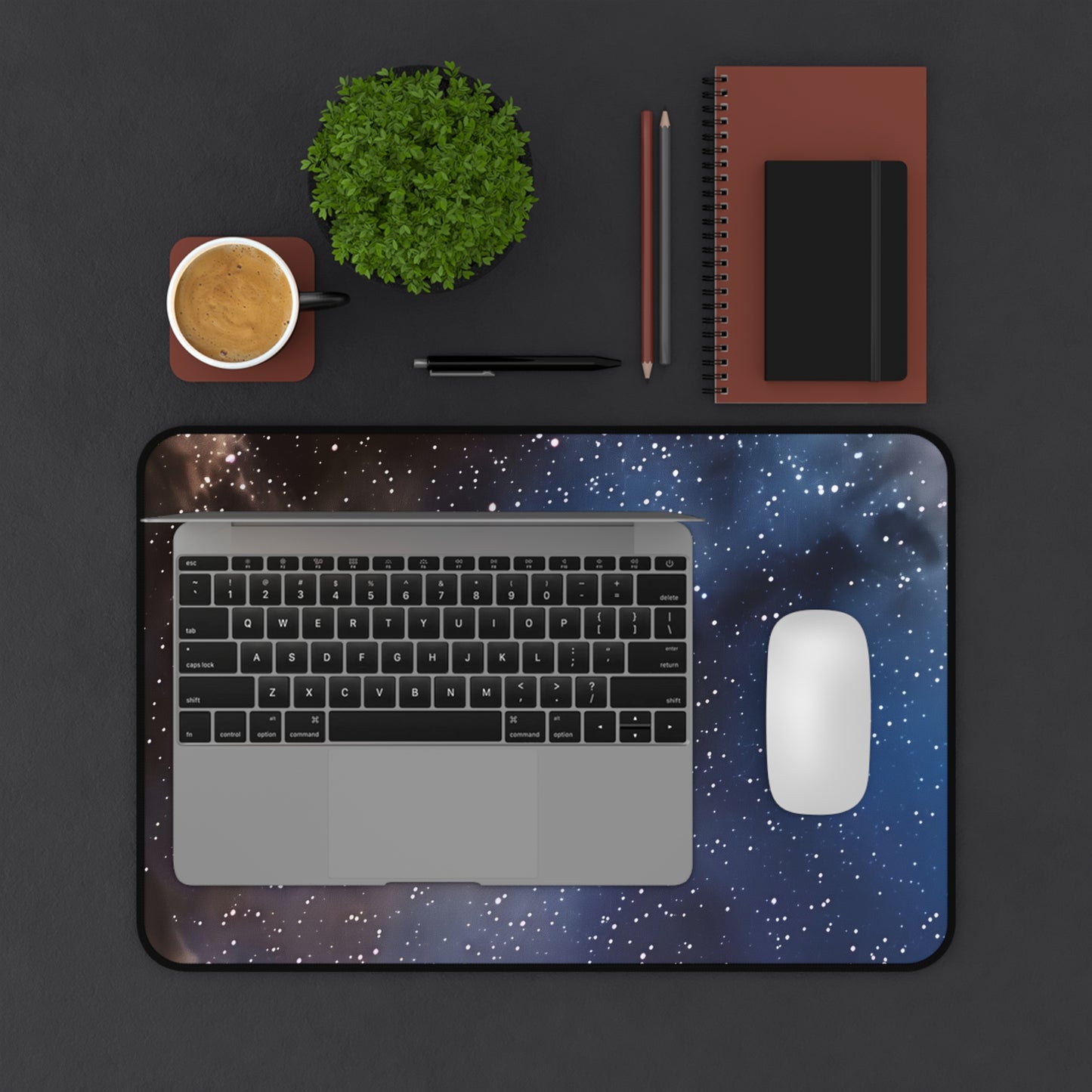 Starlit Sky Computer Desk Mat | Cosmic Stars Mouse Pad | Anti-Slip Neoprene Desk Mat for Home Office | 3 Sizes Available