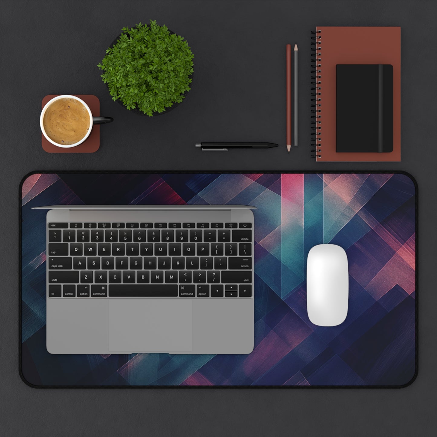 Geometric Abstract Desk Mat | Modern Neoprene Mouse Pad | Anti-Slip Office Desk Mat | 3 Sizes Available