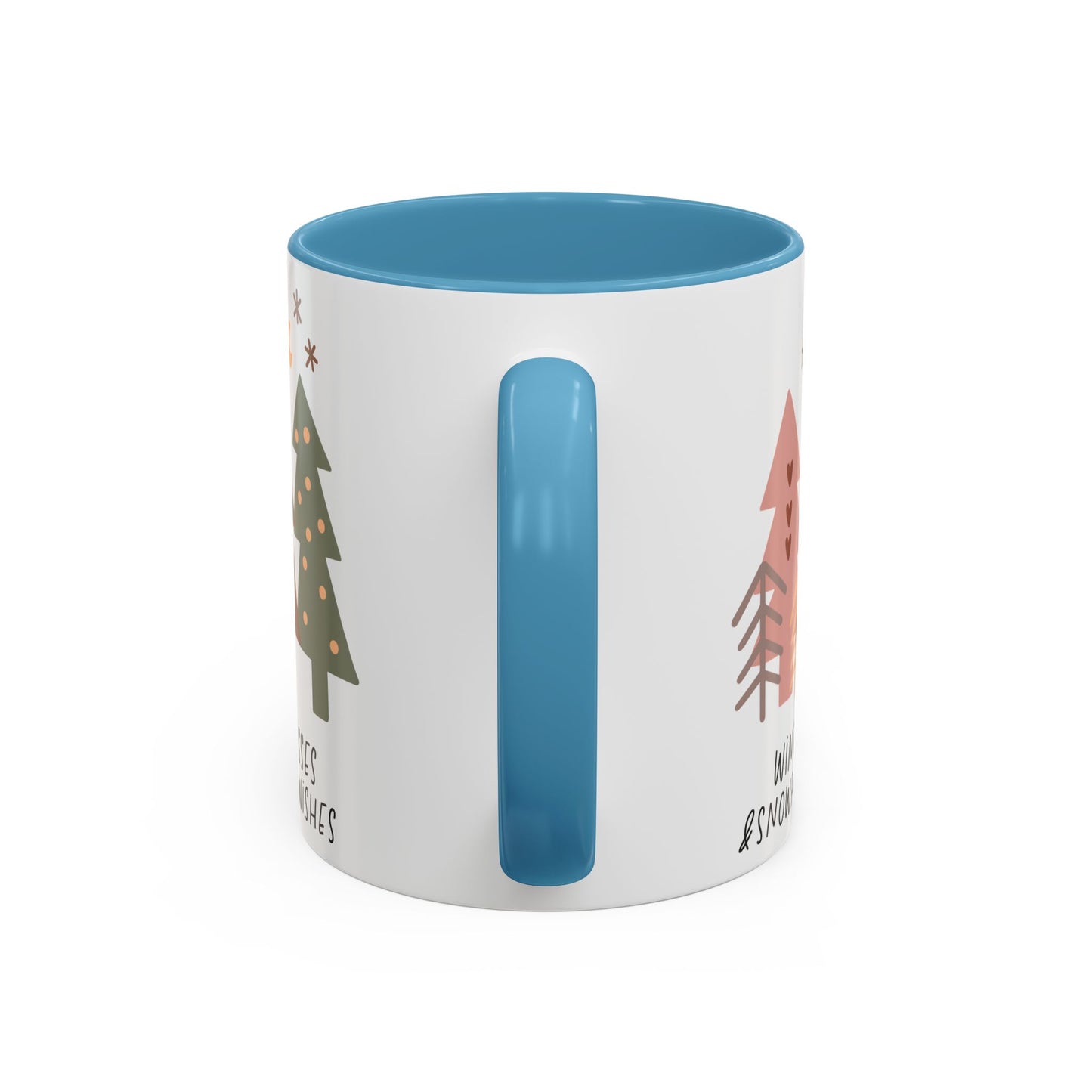 Winter Kisses and Snowflake Wishes Mug | Cozy Christmas Tree Design | Holiday Coffee Mug | Winter Drinkware