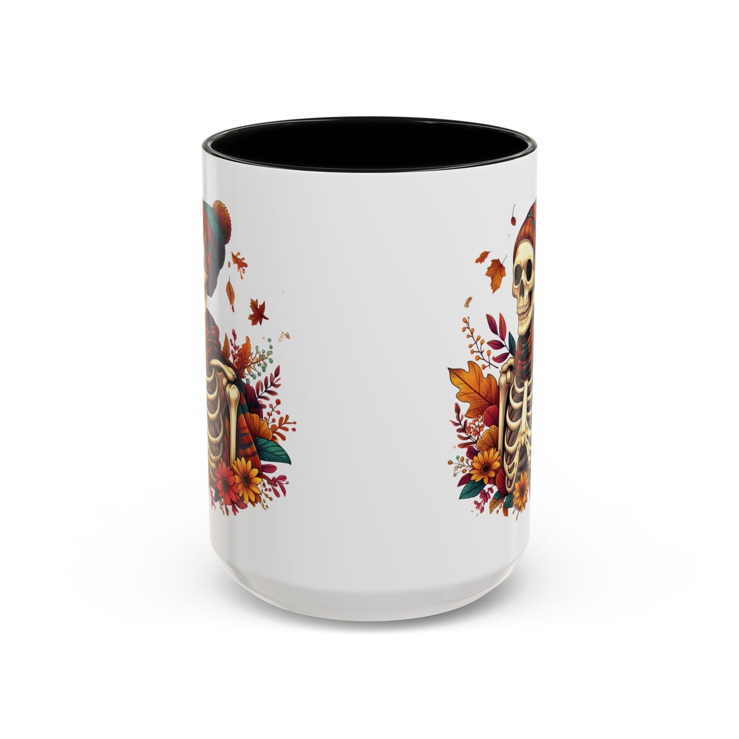 Cozy Fall Skeleton Mug | Cute Autumn Skeleton Coffee Mug | Fall-Themed Drinkware | Halloween Skeleton in Scarf Design