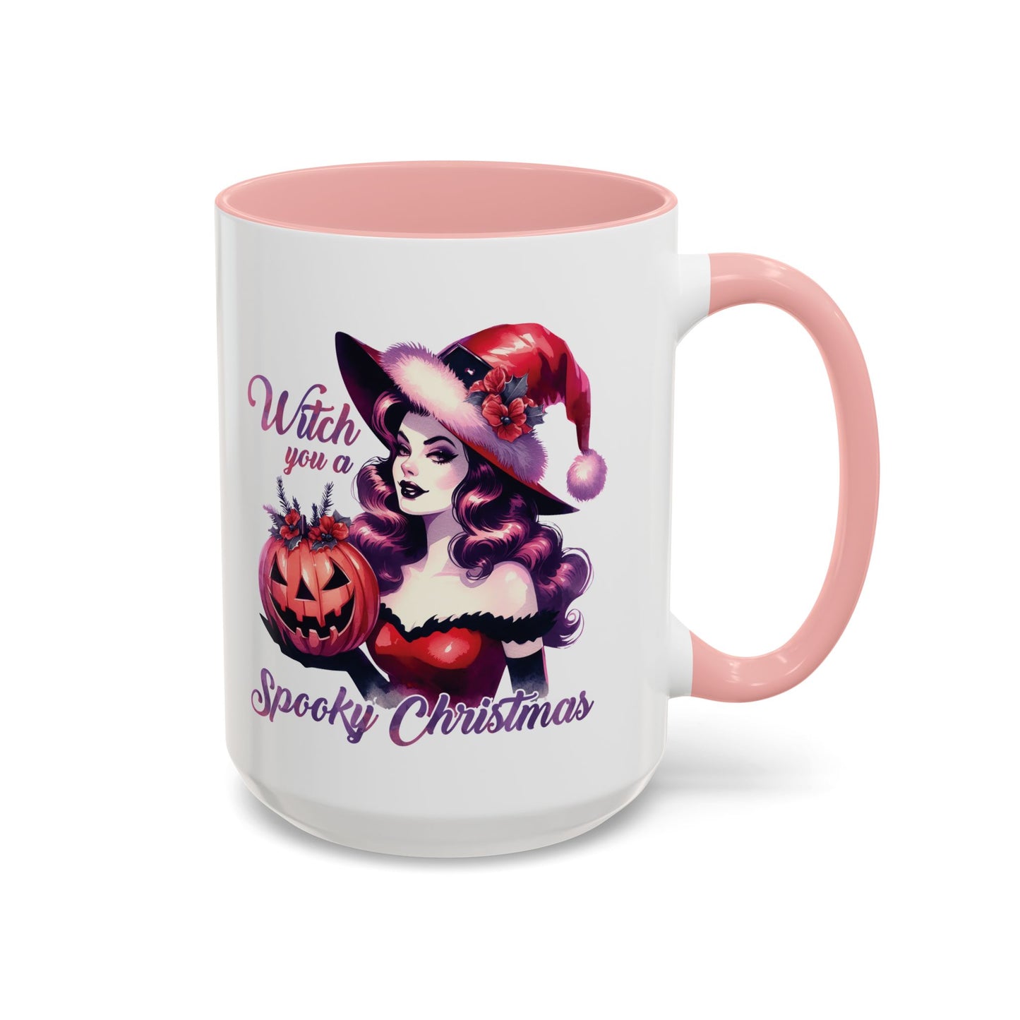 Witch You a Spooky Christmas Mug - Festive Witch and Jack-O'-Lantern Design - Perfect for Halloween and Christmas Lovers