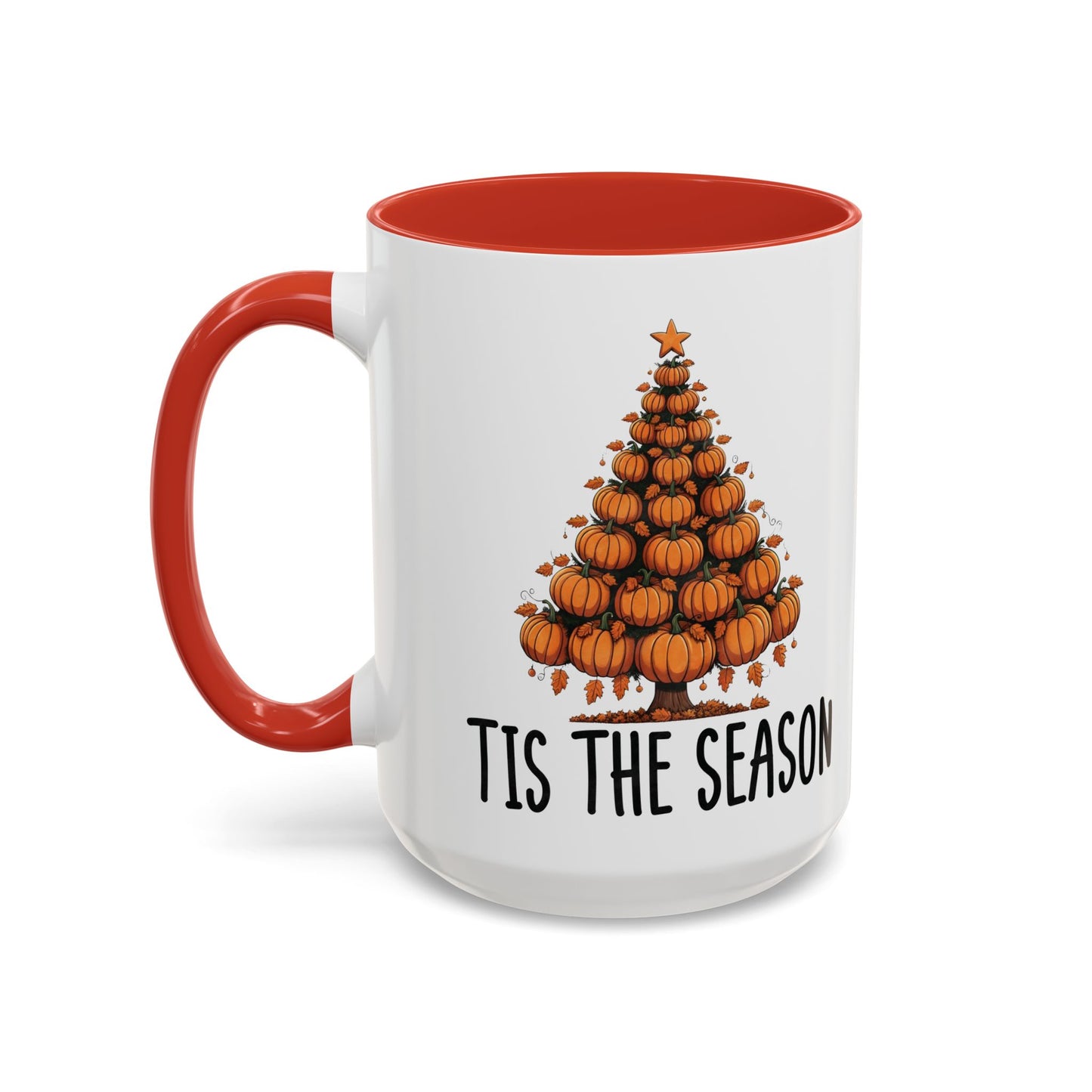 Tis the Season Pumpkin Tree Mug | 11oz and 15oz Ceramic Coffee Cup | Festive Fall & Holiday Design