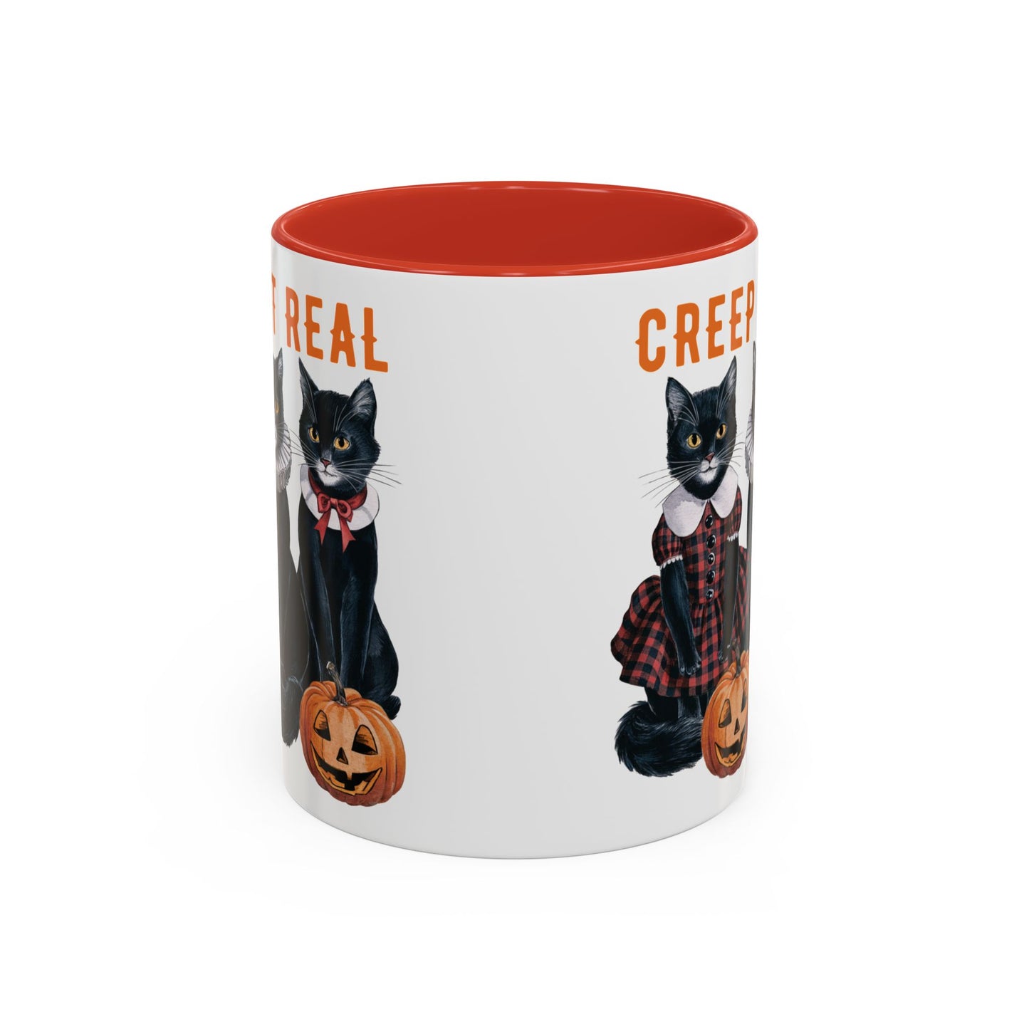 Creep It Real Halloween Mug | Black Cat and Pumpkin Design | Halloween Coffee Mug | Fall Drinkware