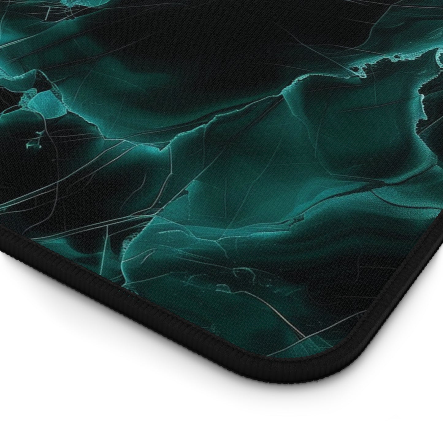 Emerald Marble Desk Mat | Dark Green Swirl Design | Neoprene | Anti-Slip | 3 Sizes | Office Decor